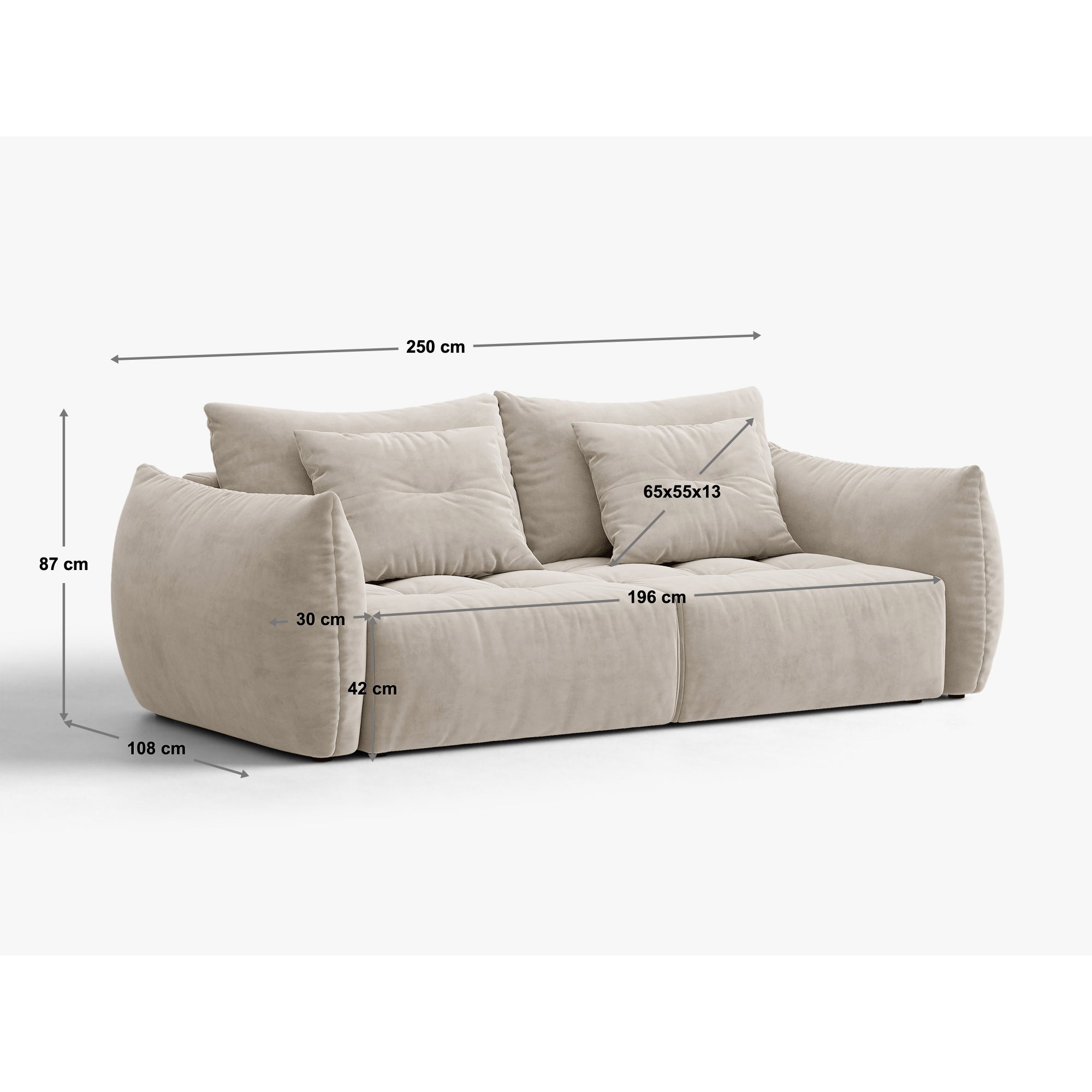 Sofa Bloom 250x108 cm, Material: Strukturstoff