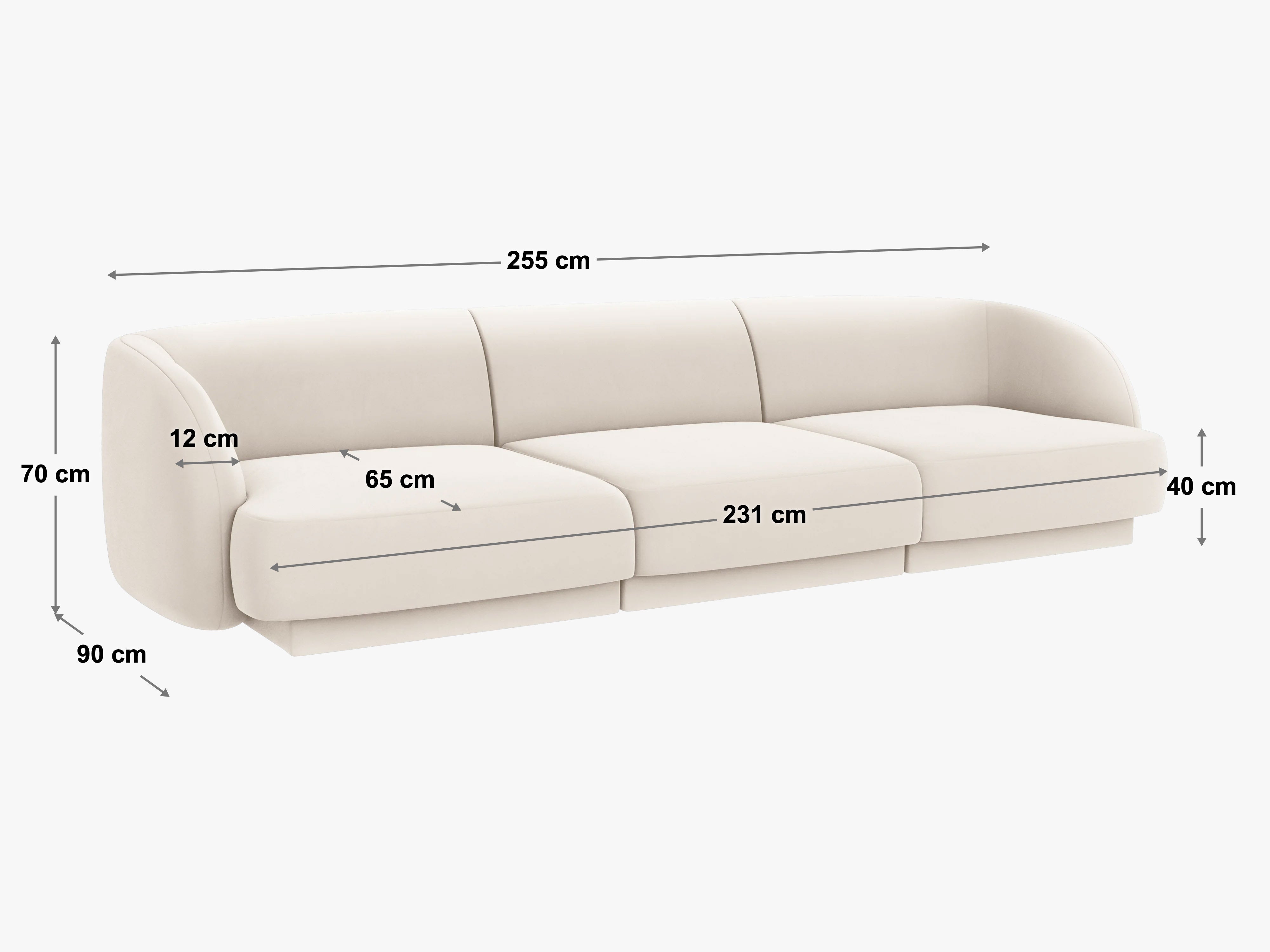 Sofa Miley 255x90cm, Material: Samt