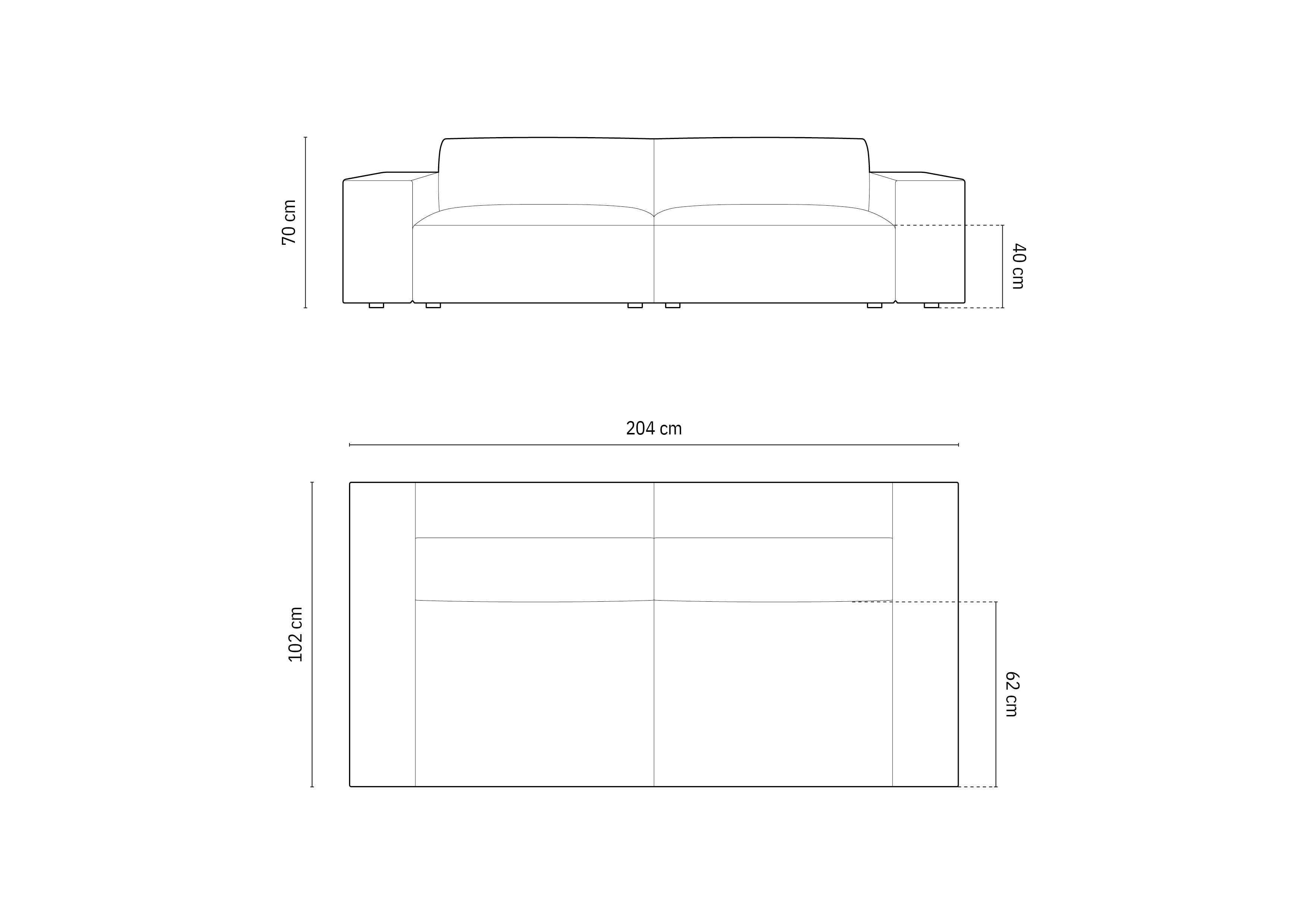 Jodie Sofa 244x99cm, Material: Strukturierter Stoff