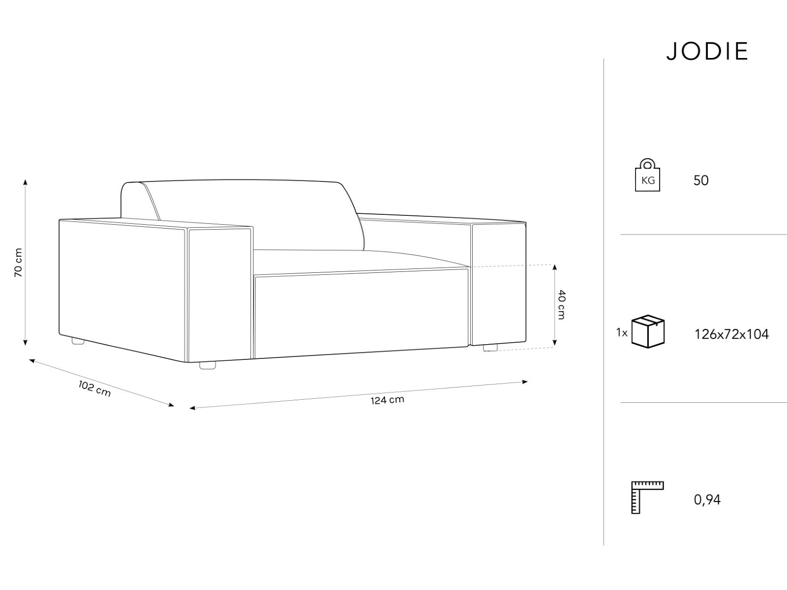 Jodie Sessel 124x102cm, Material: Strukturstoff