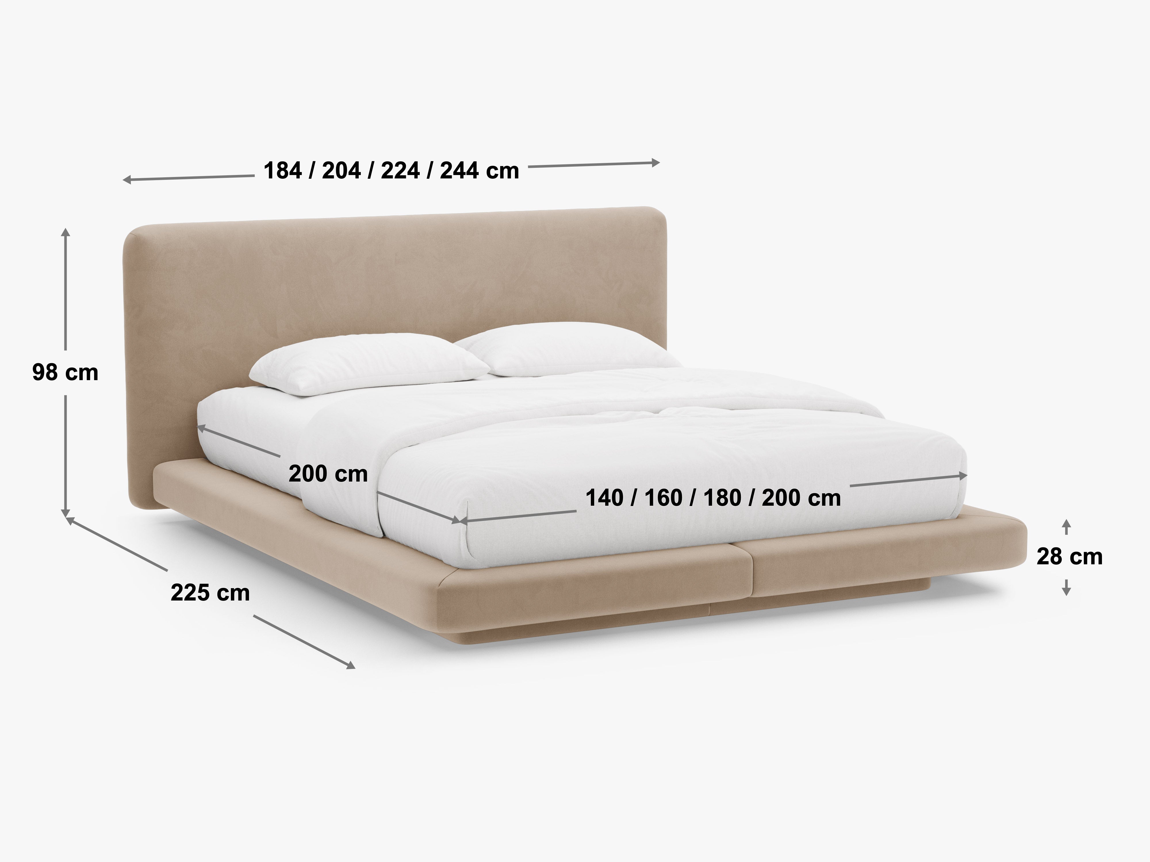 Bett Linea, Material: Bouclé