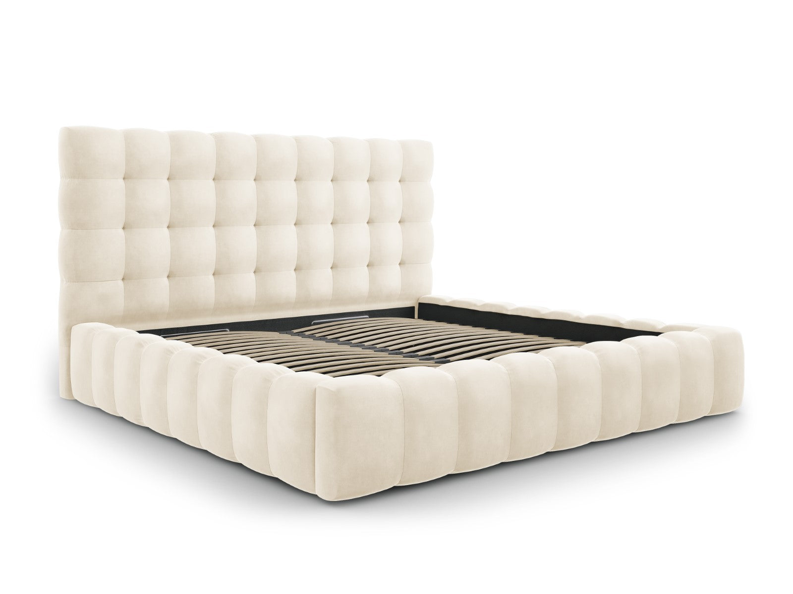 Mamaia Bettgestell mit Kopfteil und Bettkasten, Material: Samt