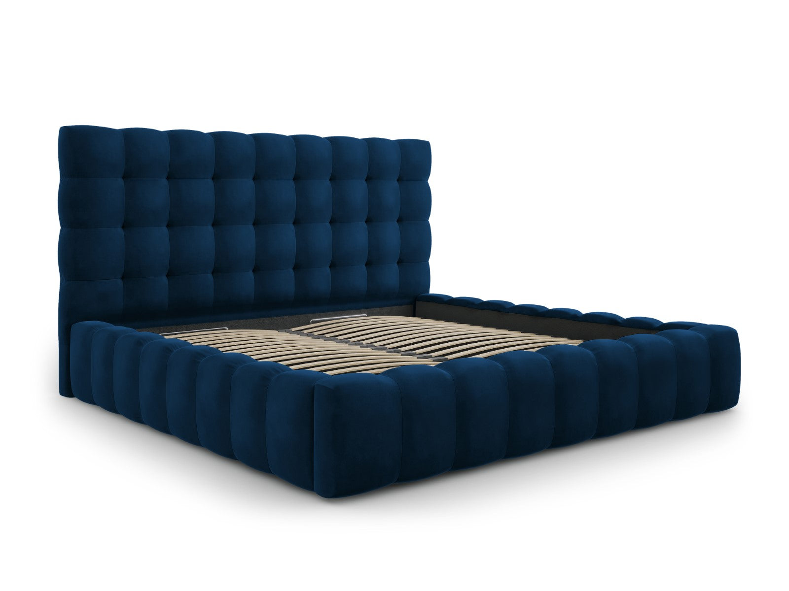 Mamaia Bettgestell mit Kopfteil und Bettkasten, Material: Samt