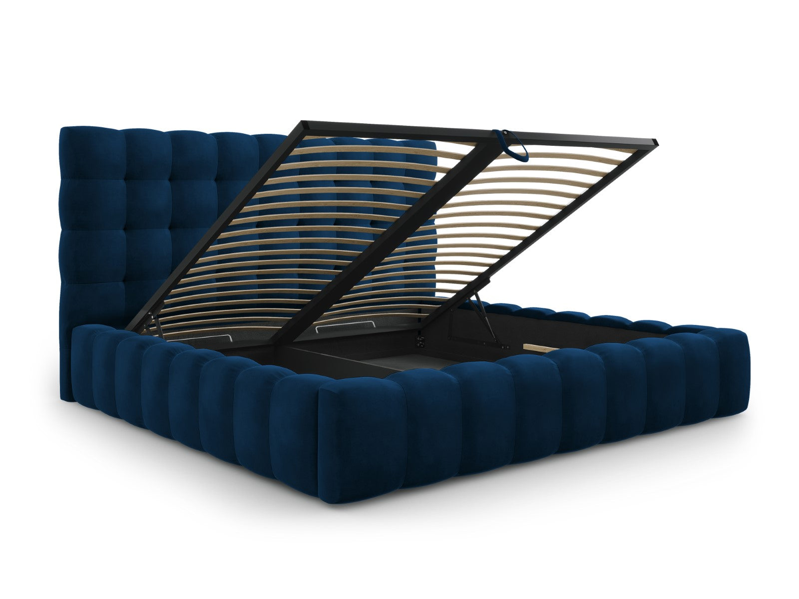 Mamaia Bettgestell mit Kopfteil und Bettkasten, Material: Samt