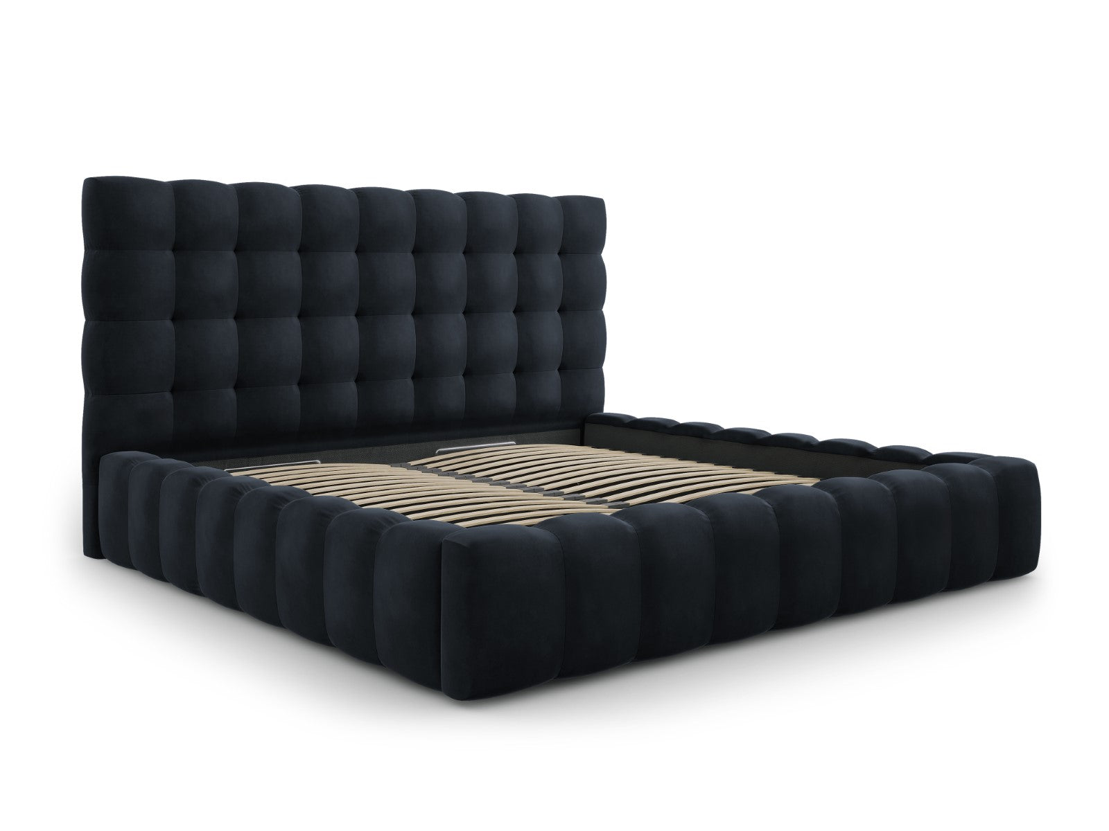Mamaia Bettgestell mit Kopfteil und Bettkasten, Material: Samt