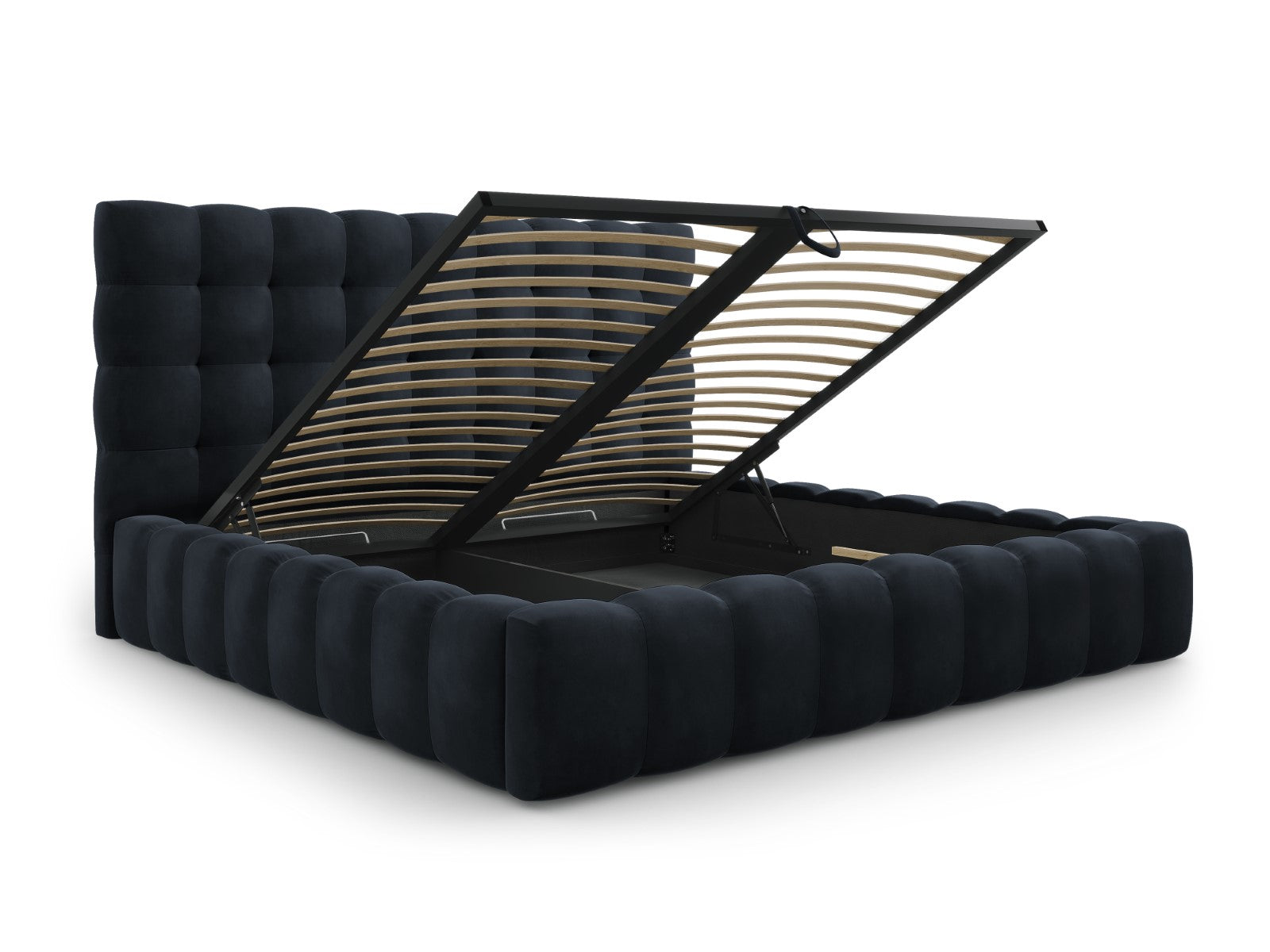 Mamaia Bettgestell mit Kopfteil und Bettkasten, Material: Samt