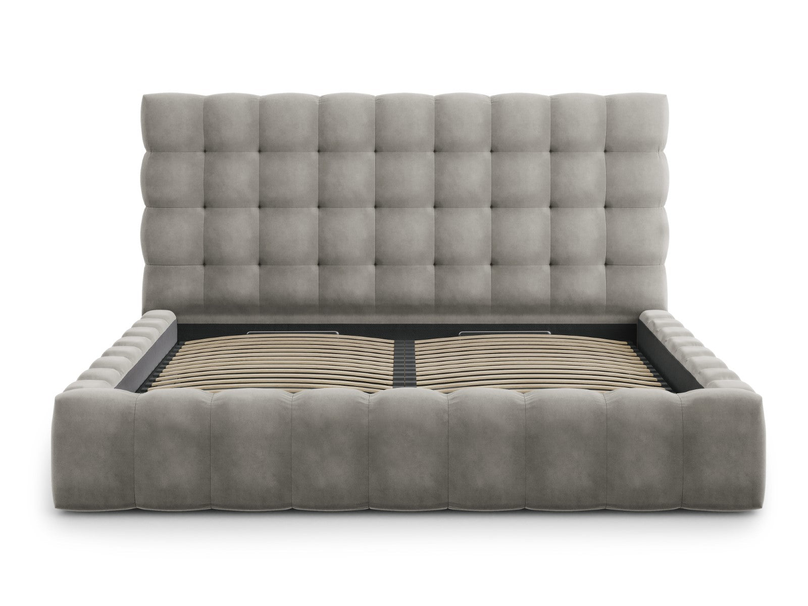 Mamaia Bettgestell mit Kopfteil und Bettkasten, Material: Samt