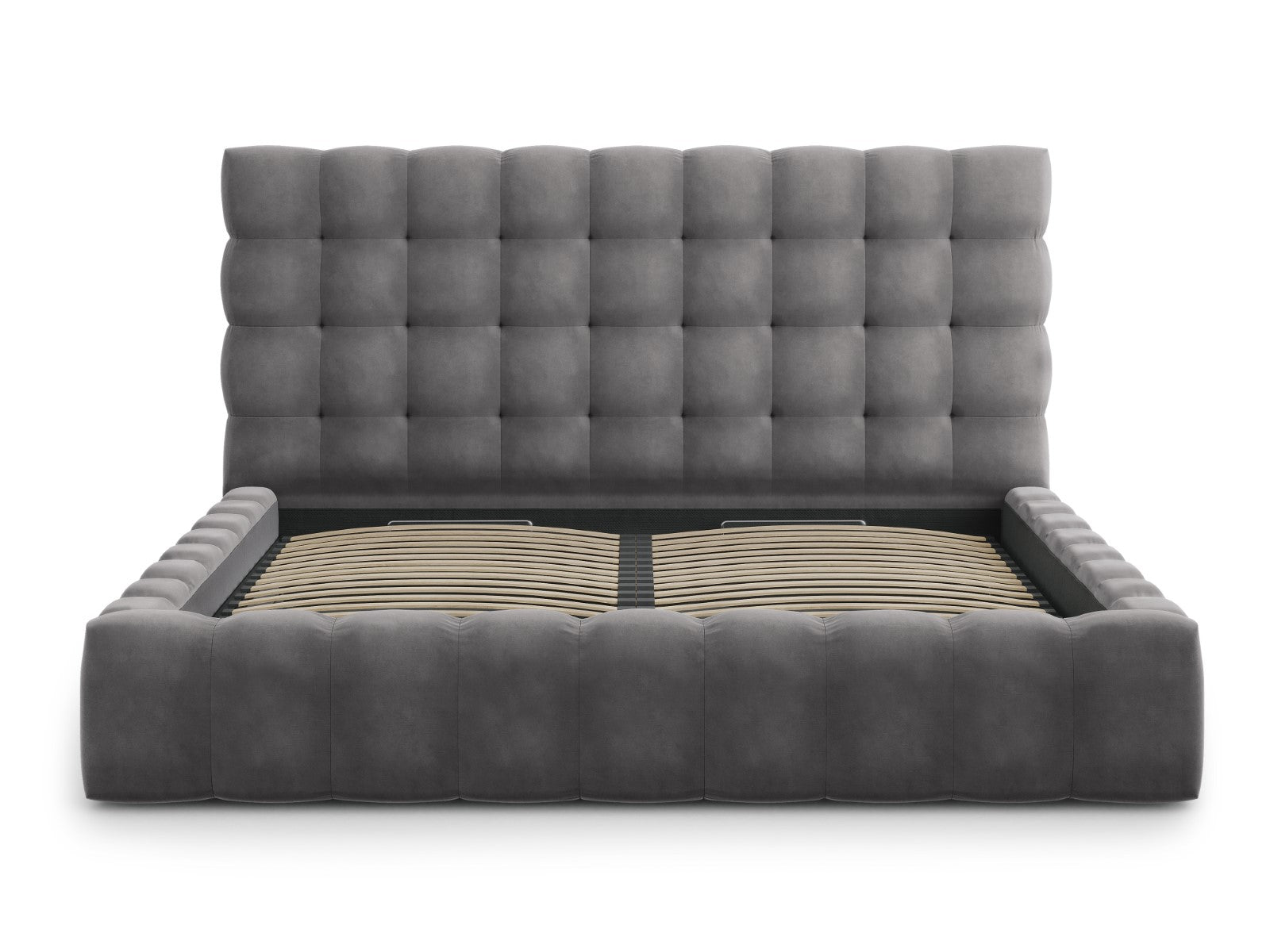 Mamaia Bettgestell mit Kopfteil und Bettkasten, Material: Samt
