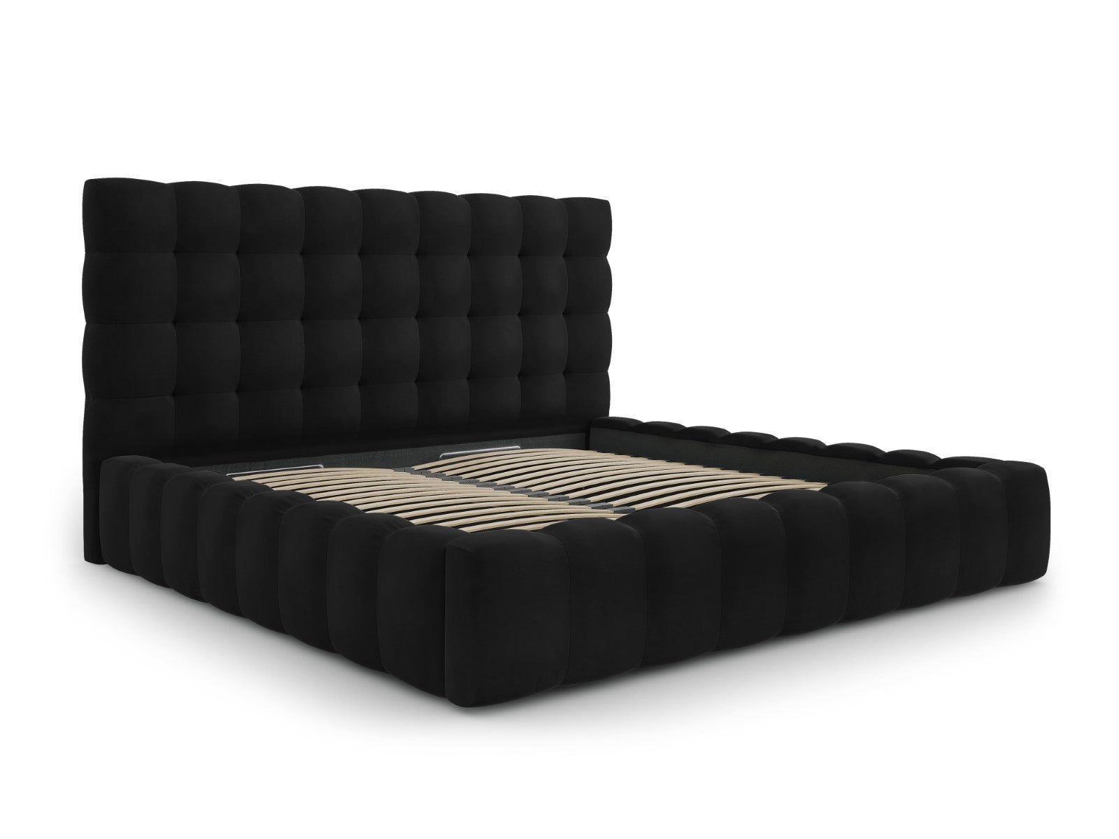 Mamaia Bettgestell mit Kopfteil und Bettkasten, Material: Samt