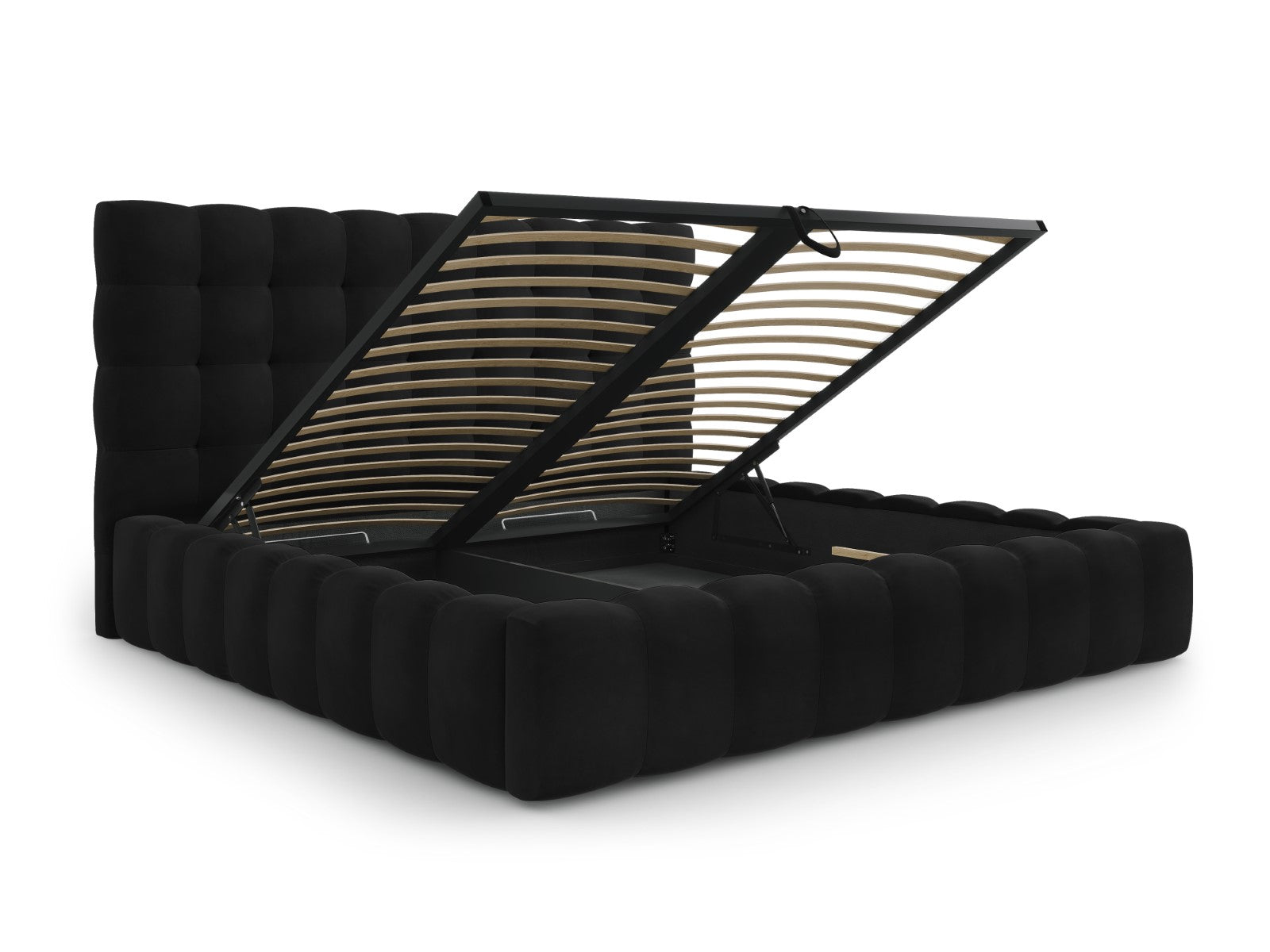 Mamaia Bettgestell mit Kopfteil und Bettkasten, Material: Samt