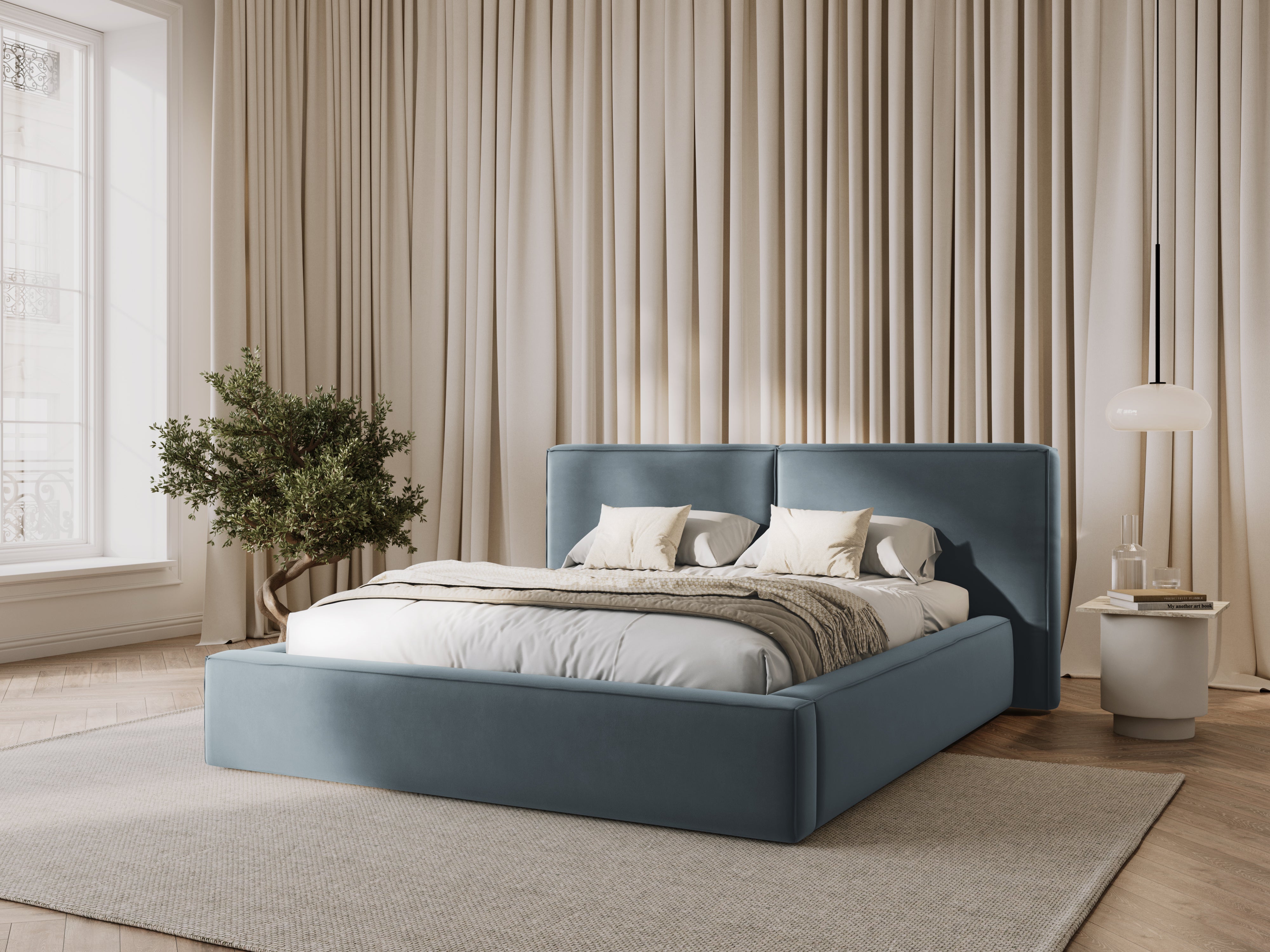 Jodie Bett mit Aufbewahrungsfach, Material: Samt