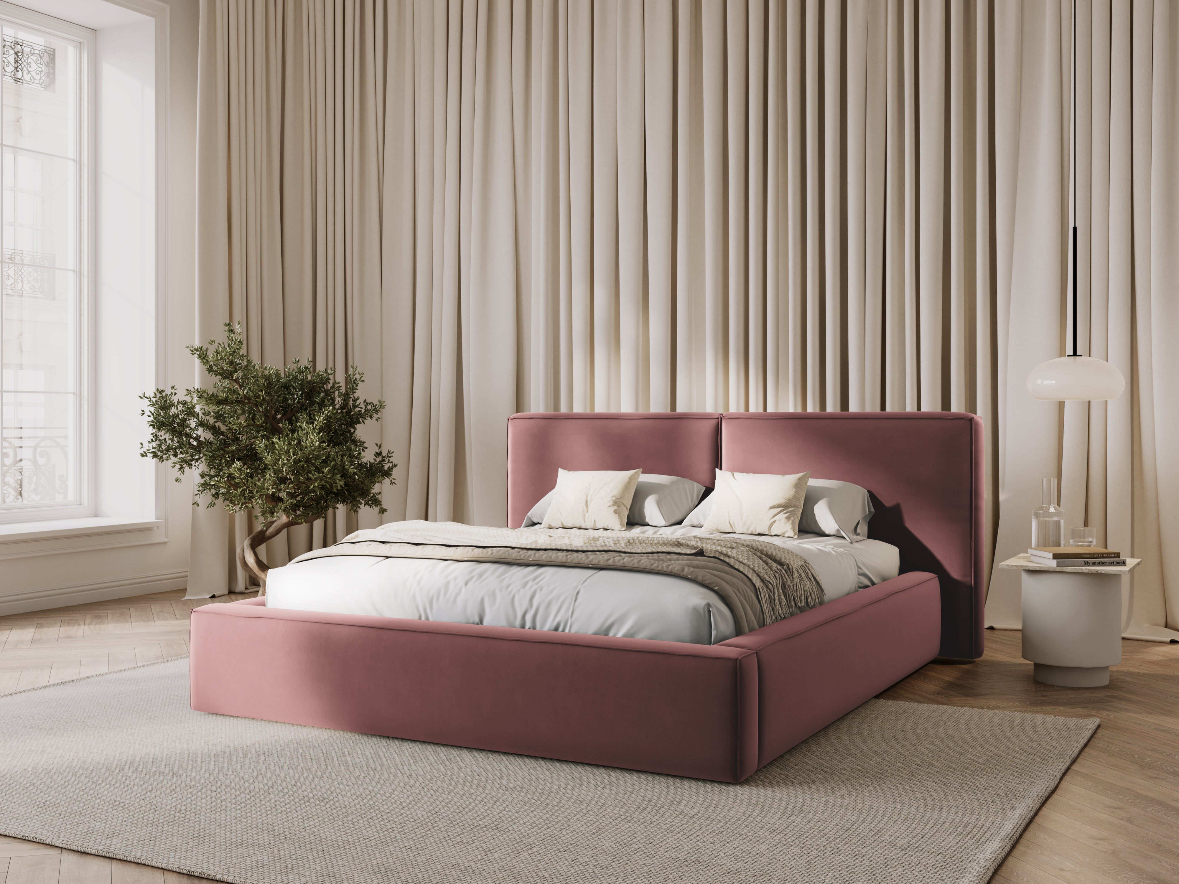 Jodie Bett mit Aufbewahrungsfach, Material: Samt