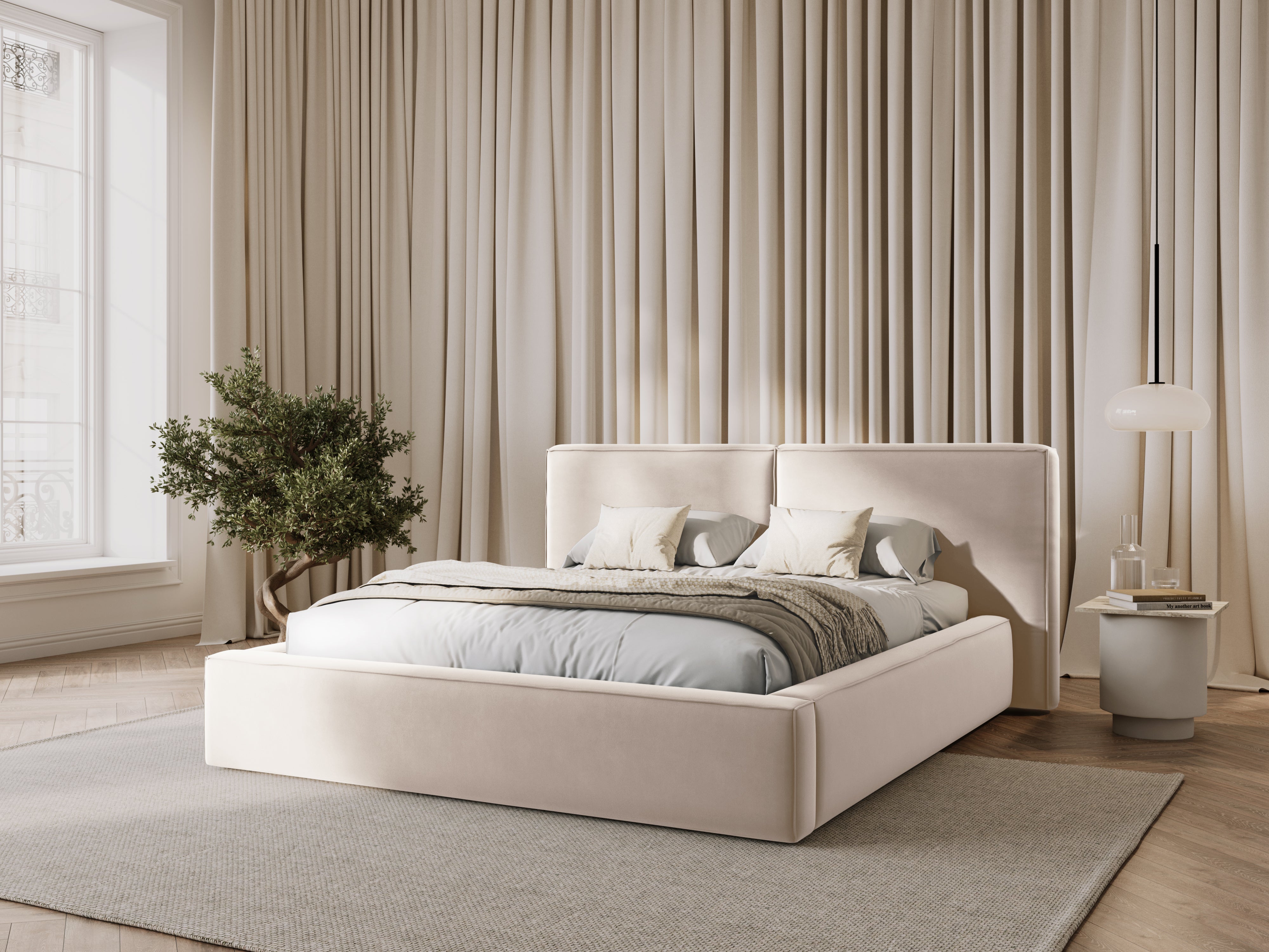 Jodie Bett mit Aufbewahrungsfach, Material: Samt