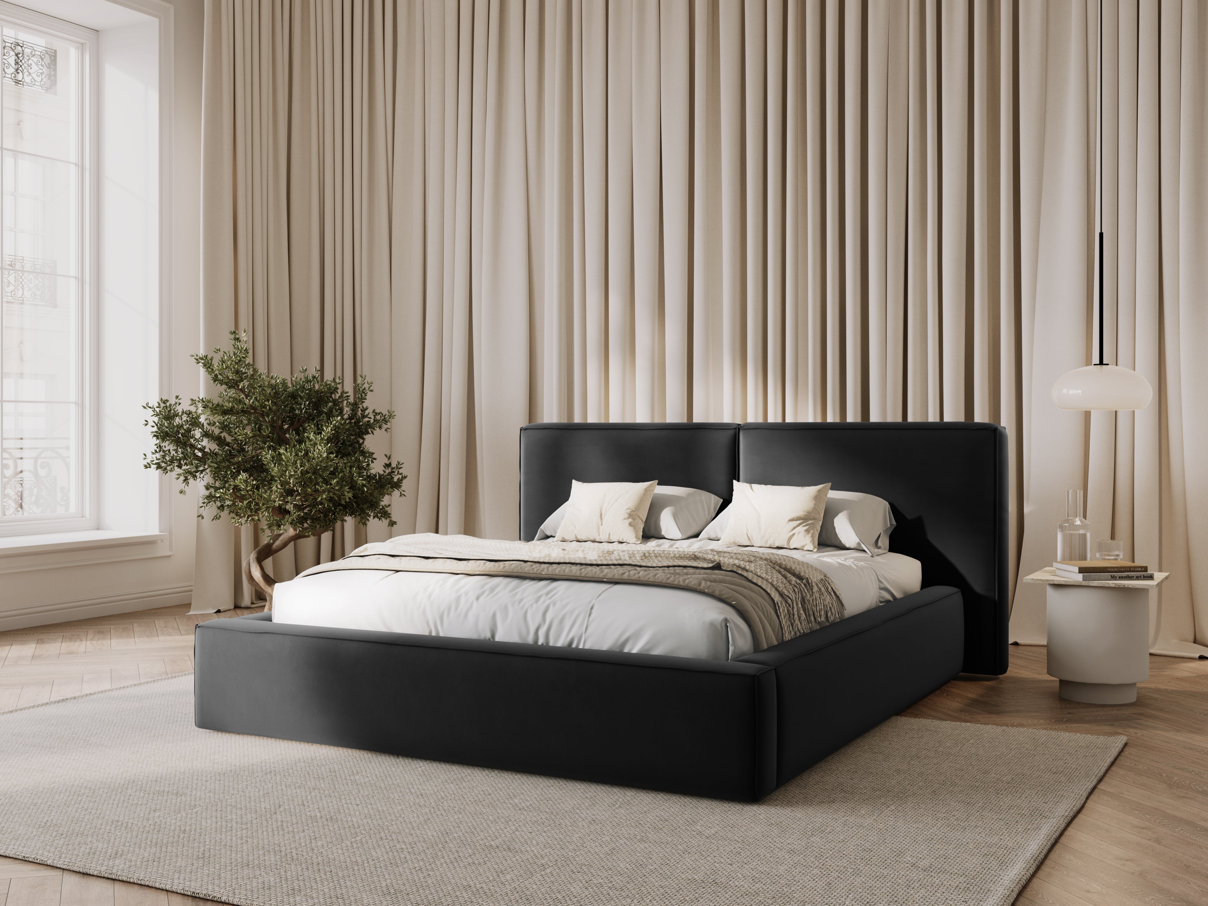 Jodie Bett mit Aufbewahrungsfach, Material: Samt