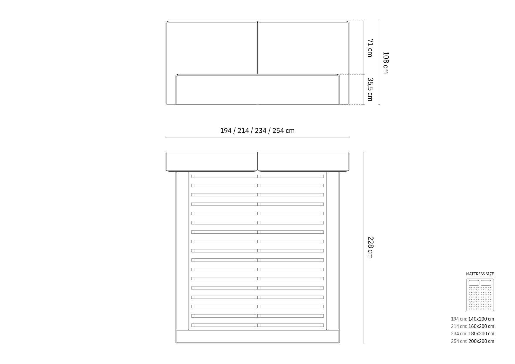 Jodie Bett mit Aufbewahrungsfach, Material: Samt