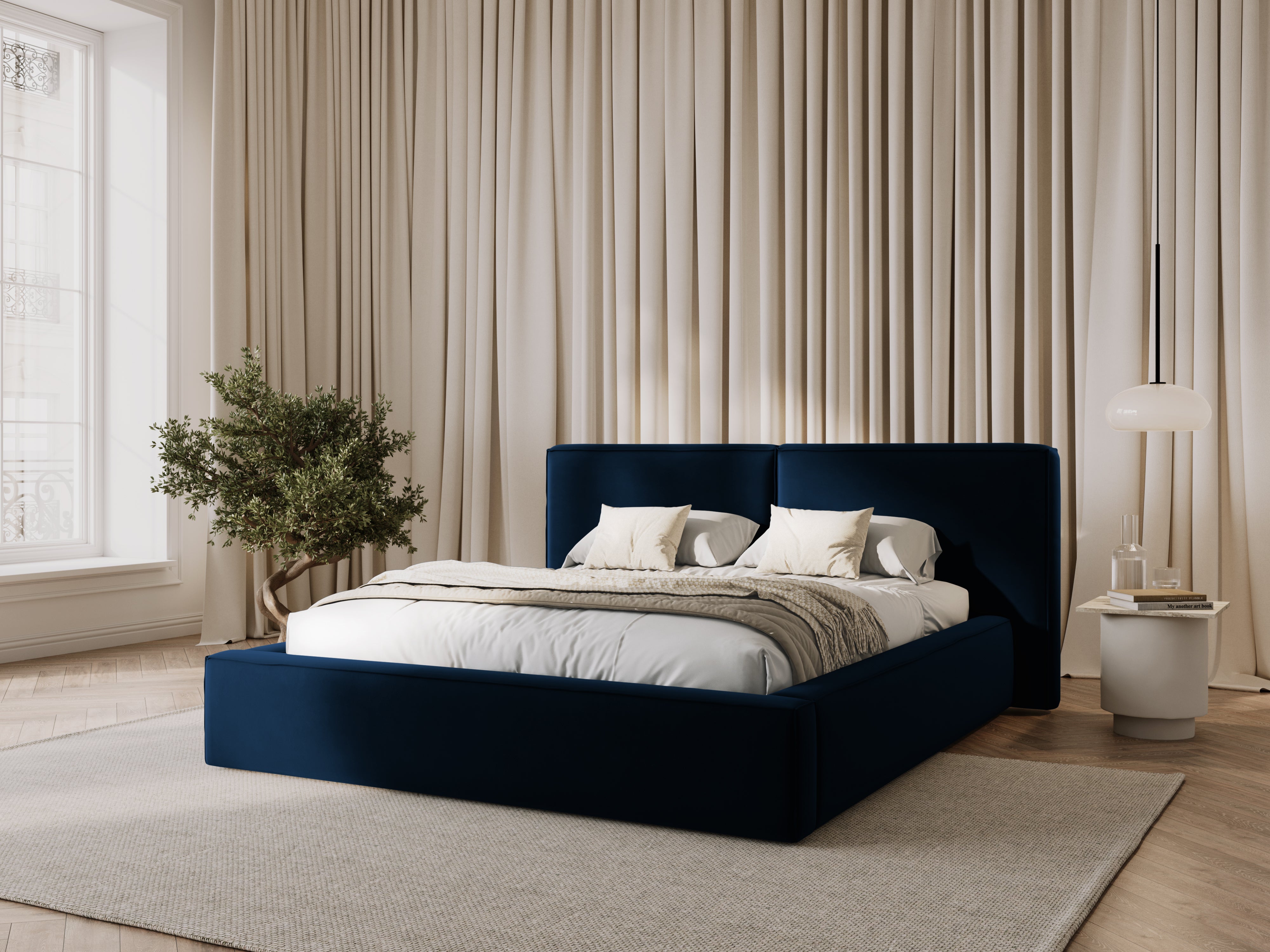 Jodie Bett mit Aufbewahrungsfach, Material: Samt