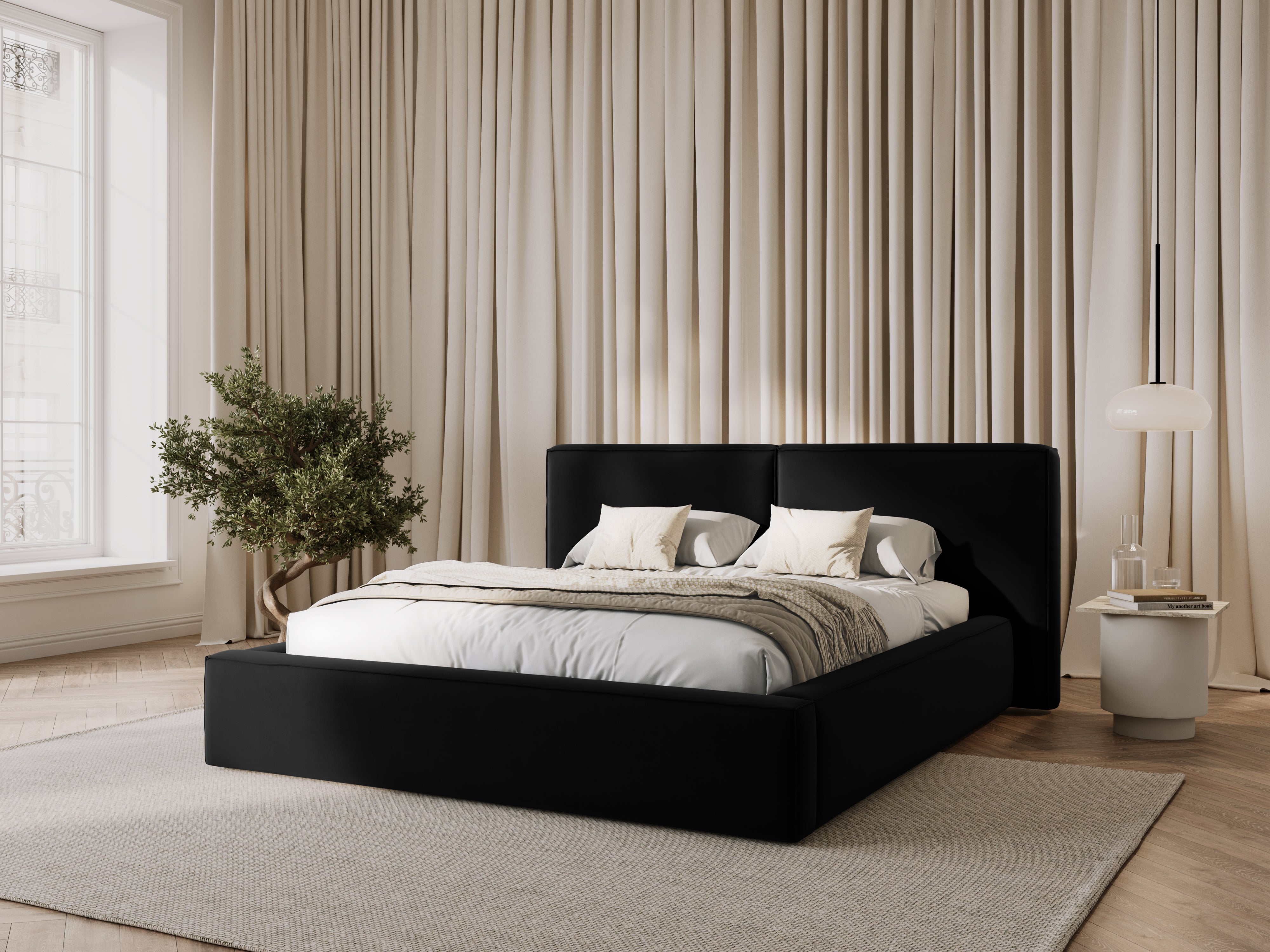 Jodie Bett mit Aufbewahrungsfach, Material: Samt