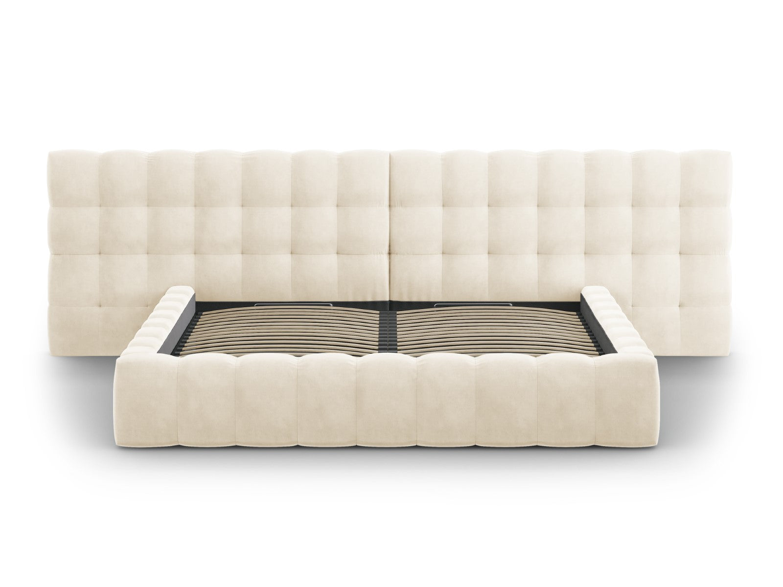 Mamaia Bettgestell mit doppeltem Kopfteil und Staufach