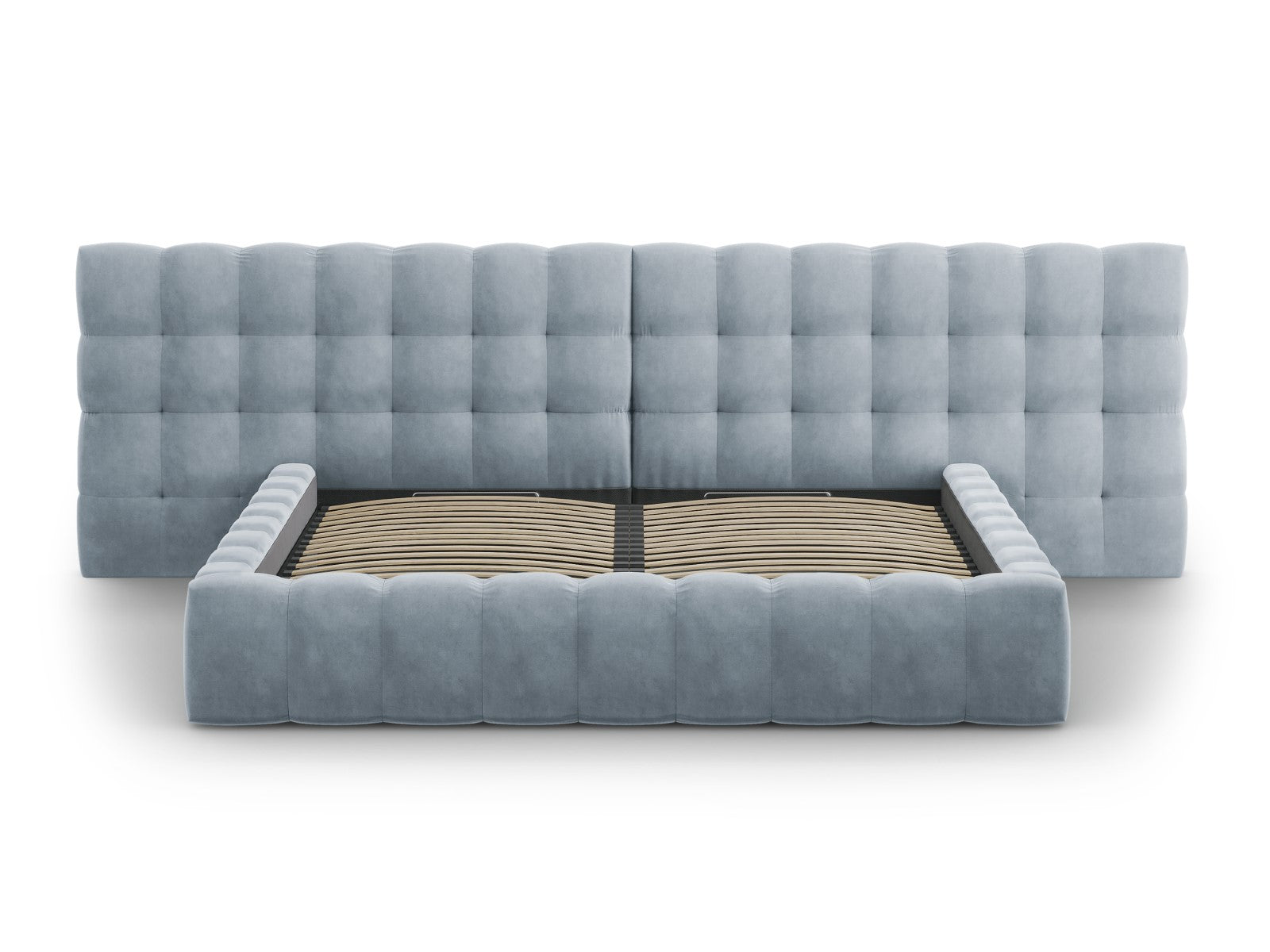 Mamaia Bettgestell mit doppeltem Kopfteil und Staufach