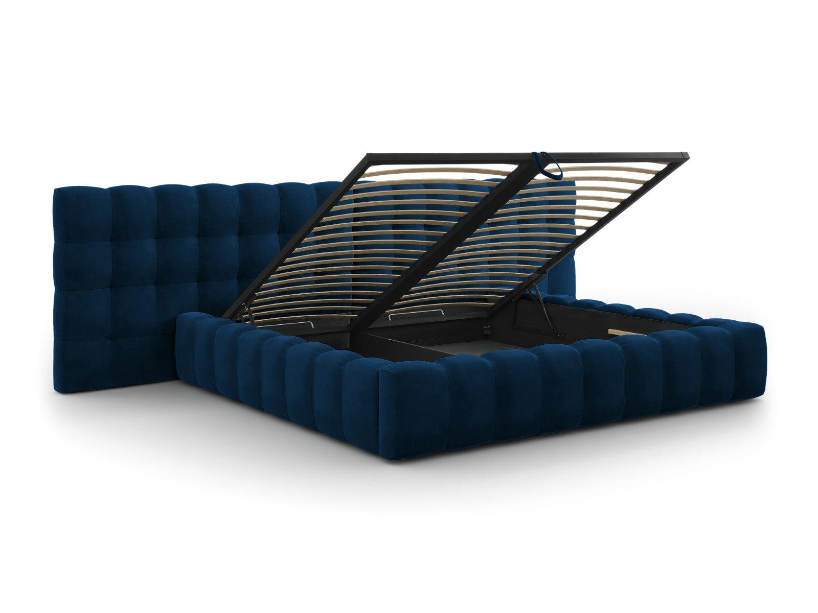 Mamaia Bettgestell mit doppeltem Kopfteil und Staufach