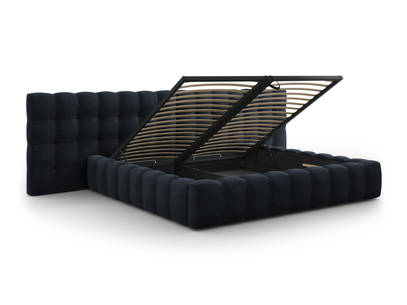 Mamaia Bettgestell mit doppeltem Kopfteil und Staufach