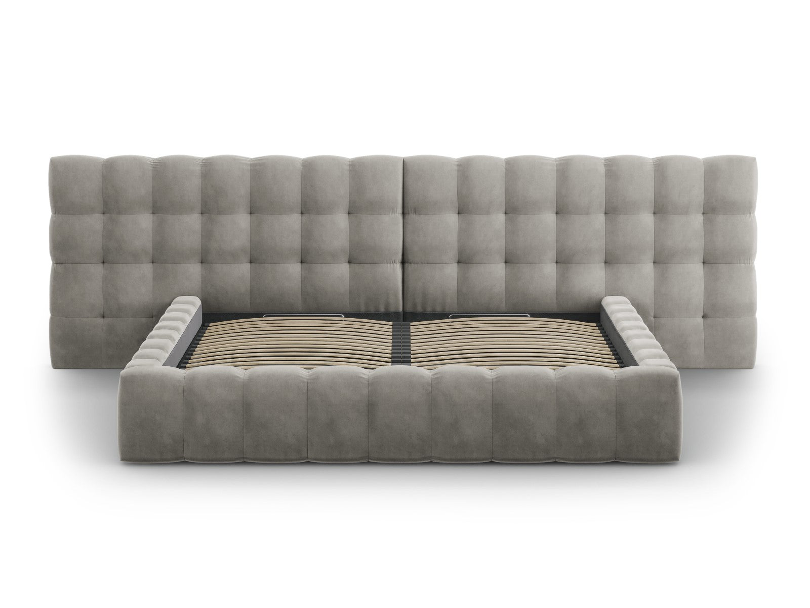 Mamaia Bettgestell mit doppeltem Kopfteil und Staufach