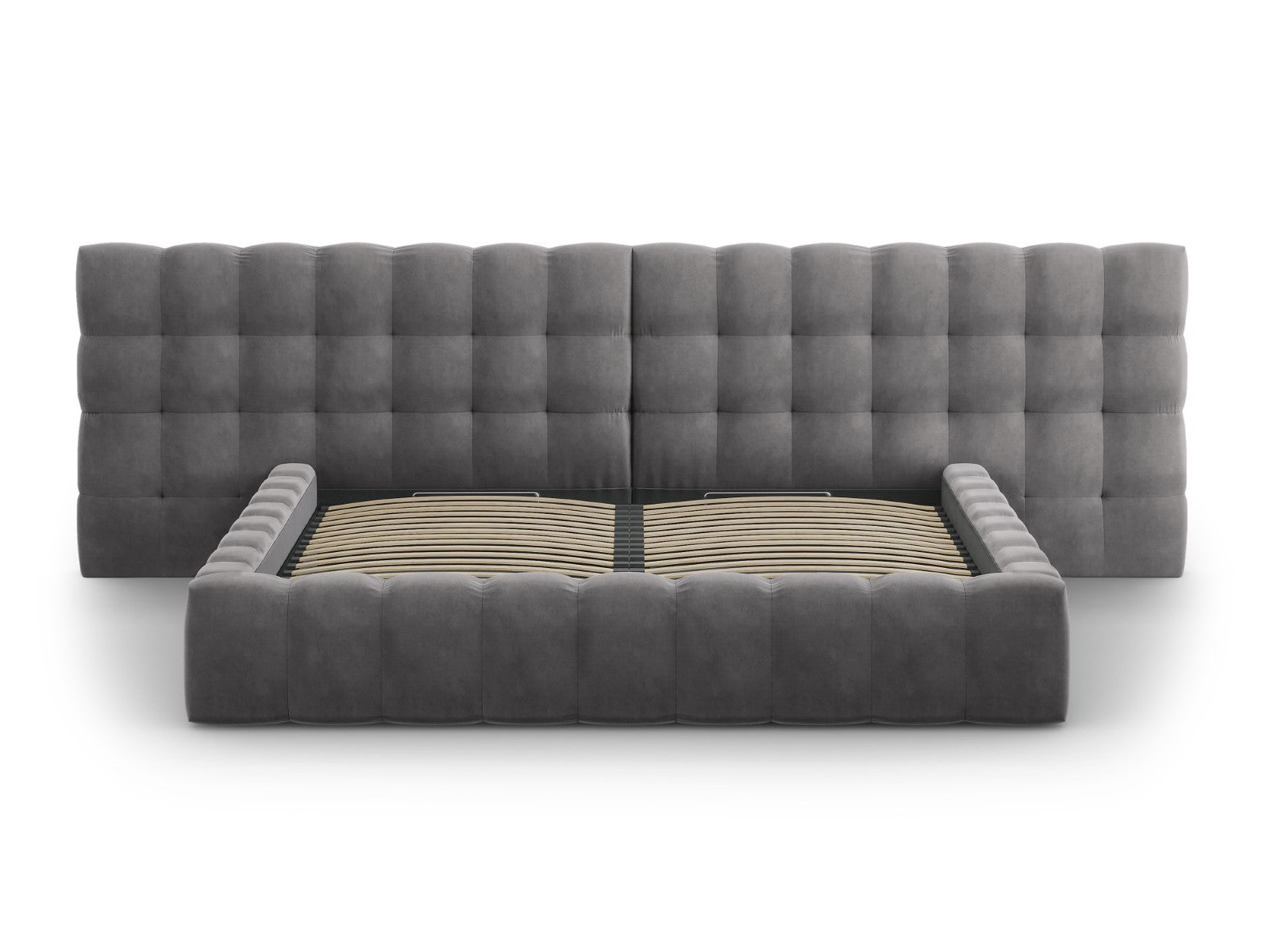 Mamaia Bettgestell mit doppeltem Kopfteil und Staufach