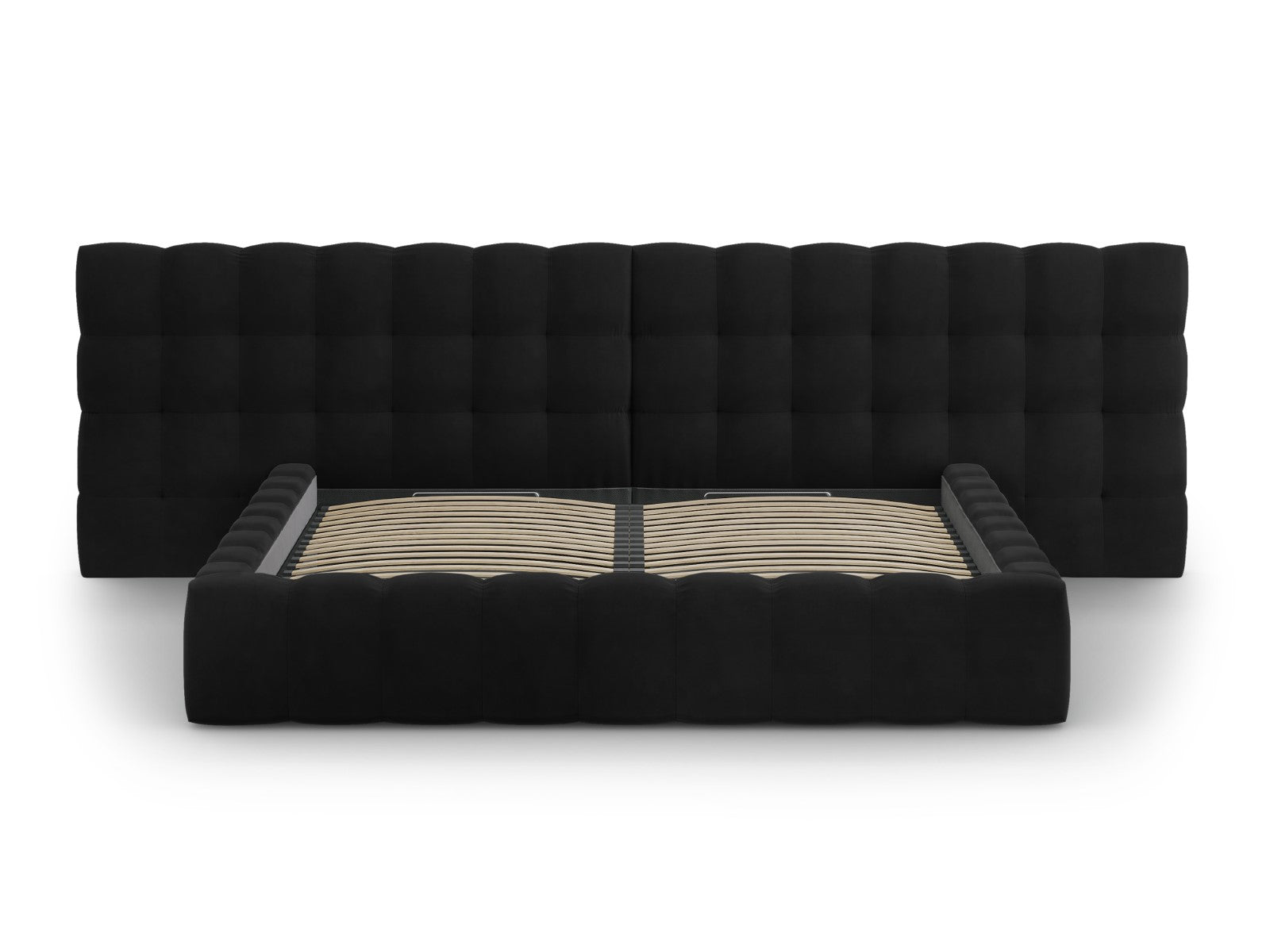 Mamaia Bettgestell mit doppeltem Kopfteil und Staufach