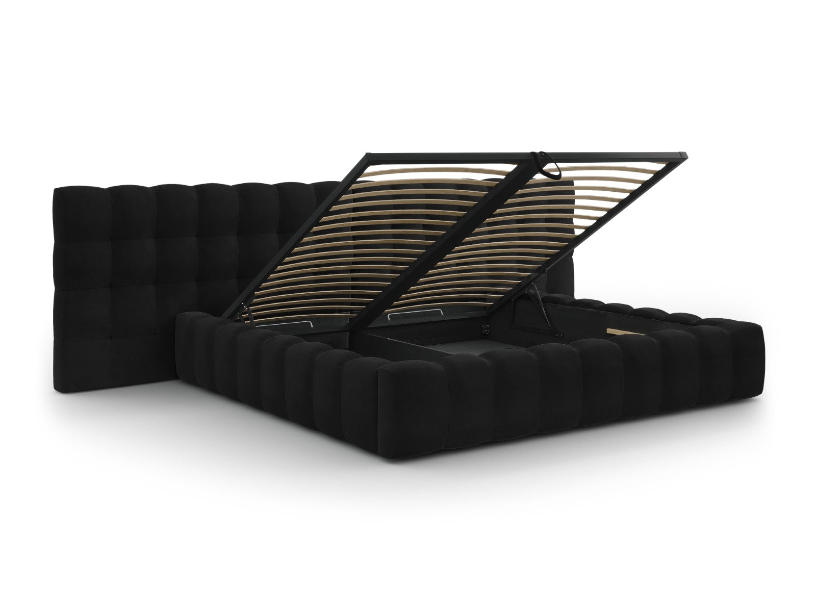 Mamaia Bettgestell mit doppeltem Kopfteil und Staufach