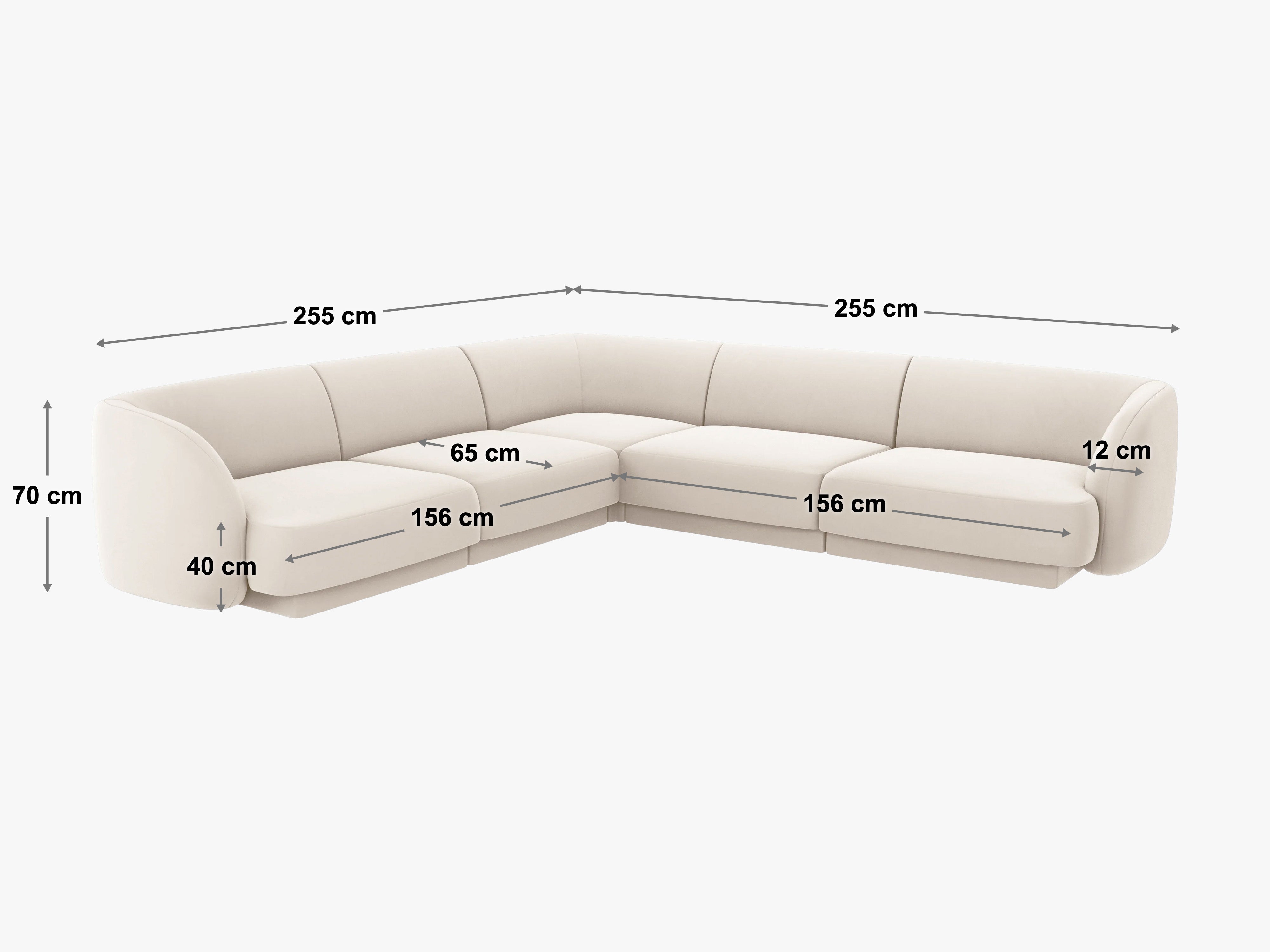 Sitzgarnitur Miley 255x255 cm, Material: Bouclé