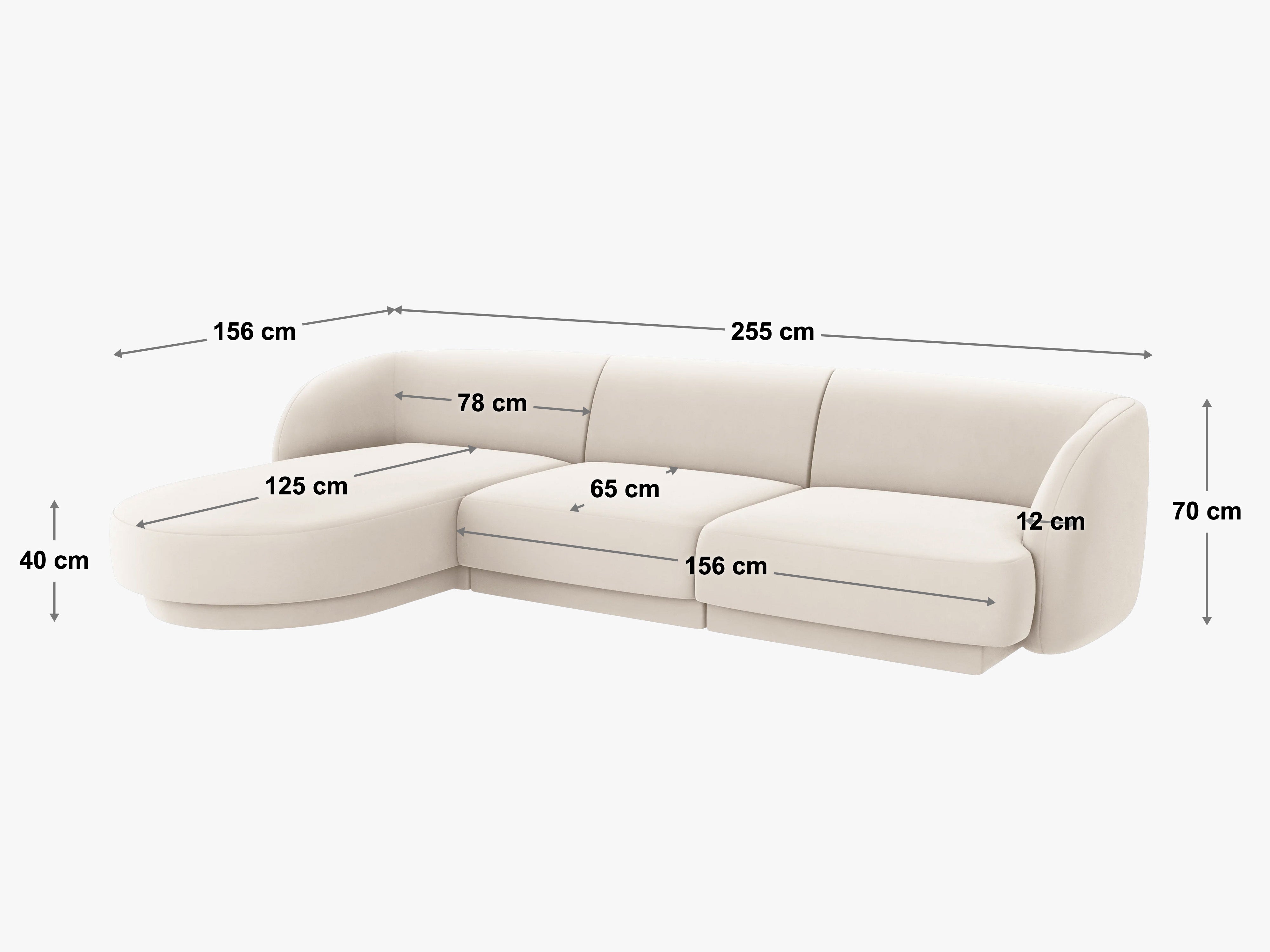Sitzgarnitur Miley 255x165cm, Material: Chenille