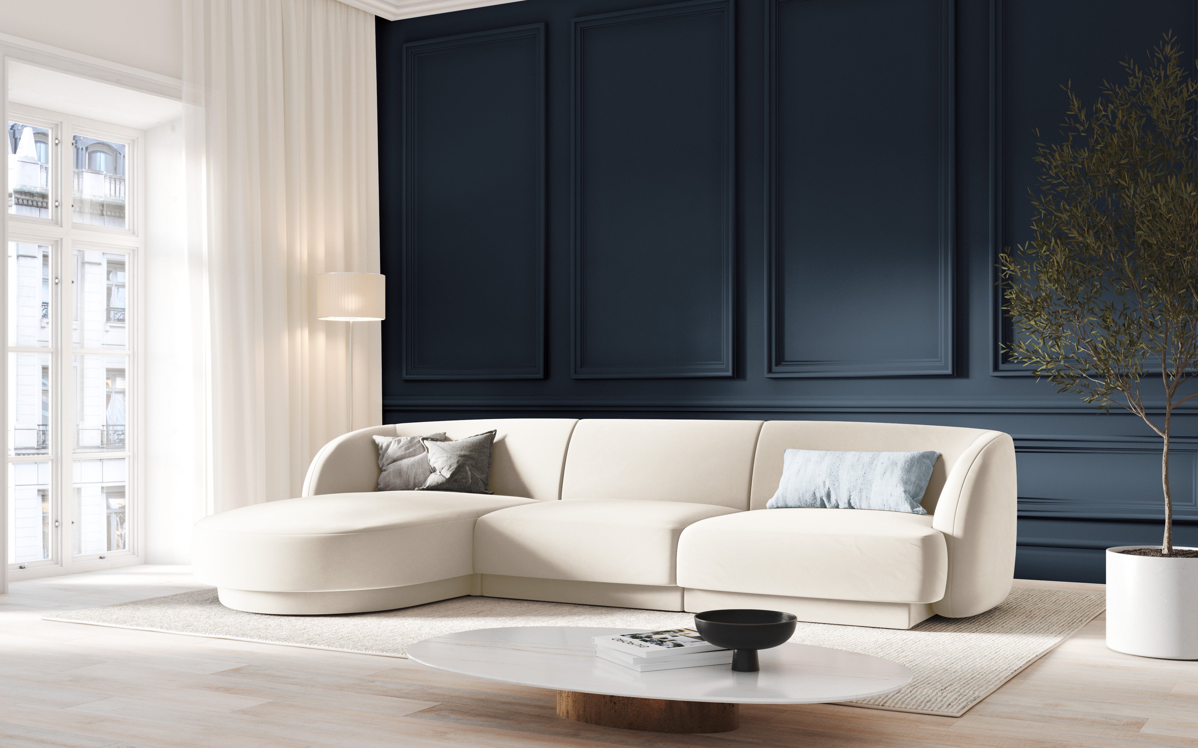 Sitzgarnitur Miley 255x165cm, Material: Samt