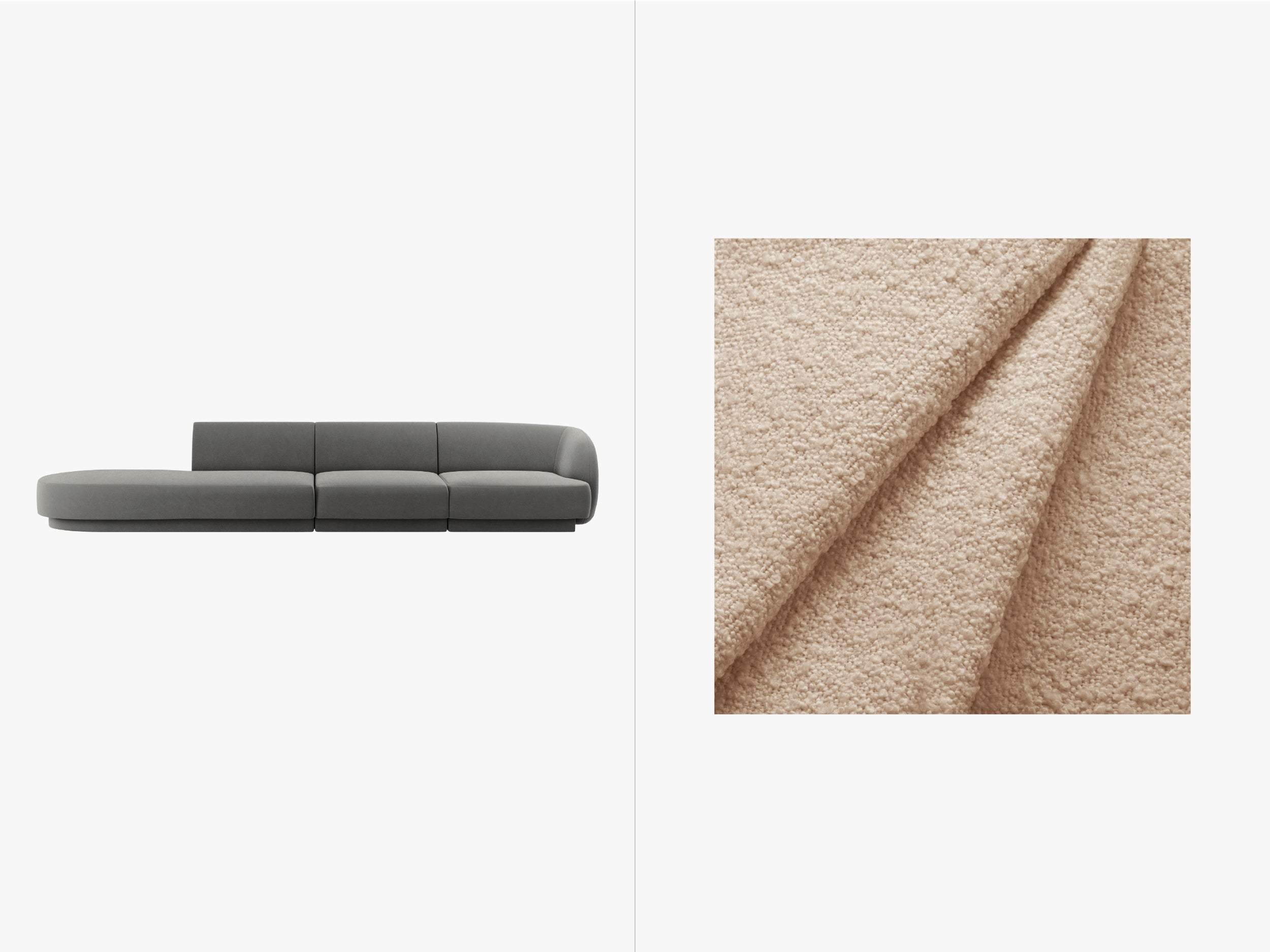 Sofa Miley 323x90cm, Material: Bouclé