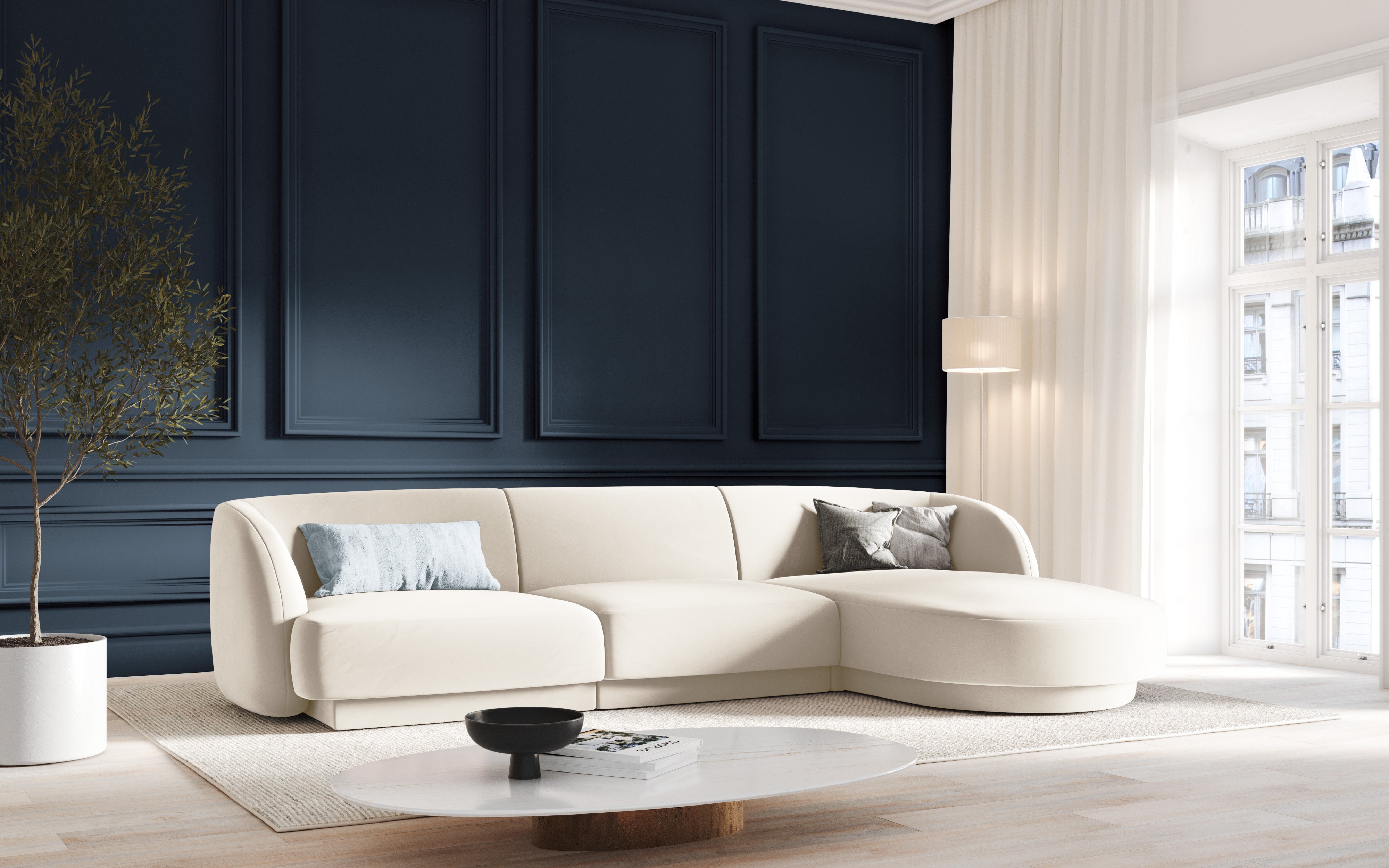 Sitzgarnitur Miley 255x165cm, Material: Samt