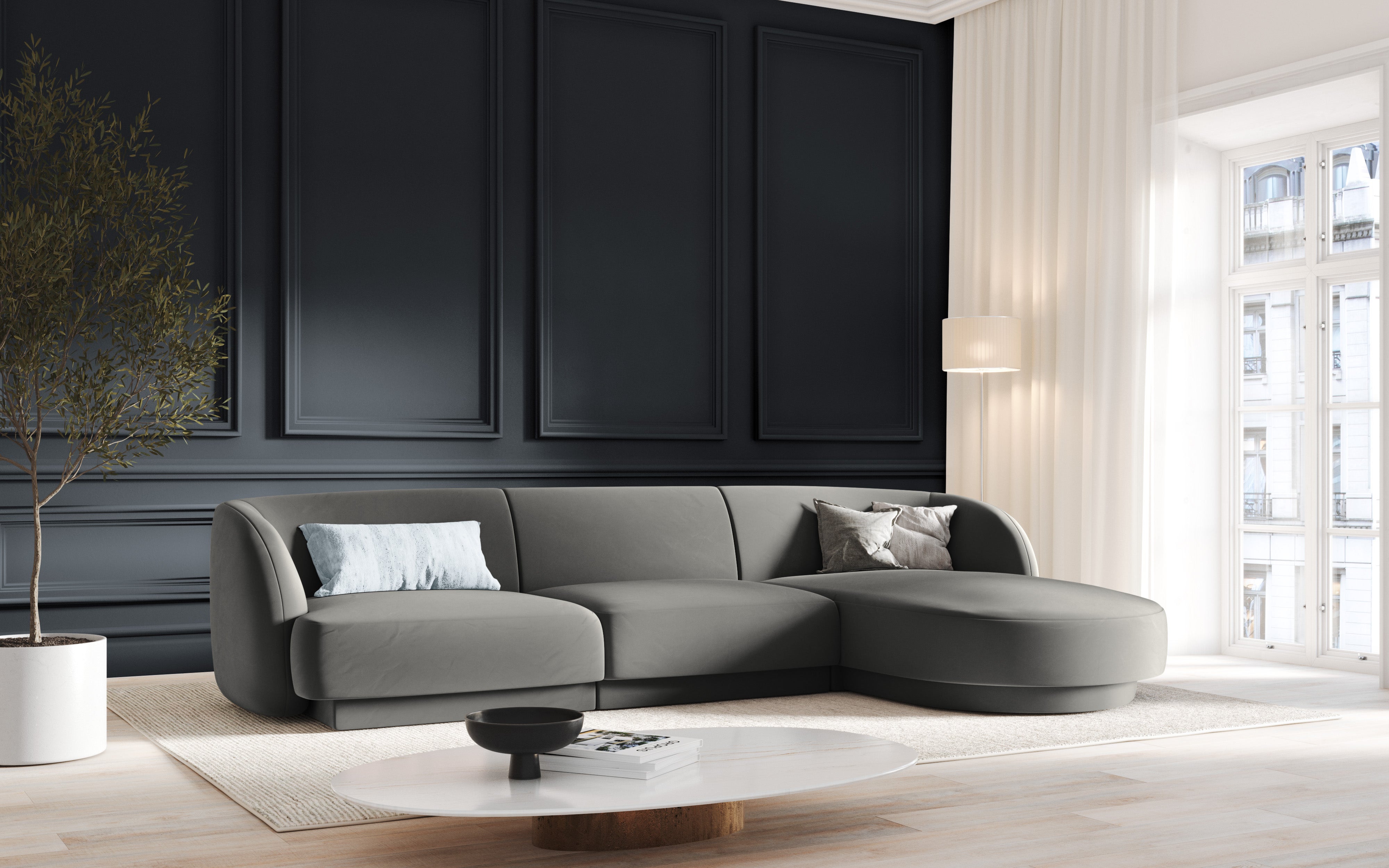 Sitzgarnitur Miley 255x165cm, Material: Samt