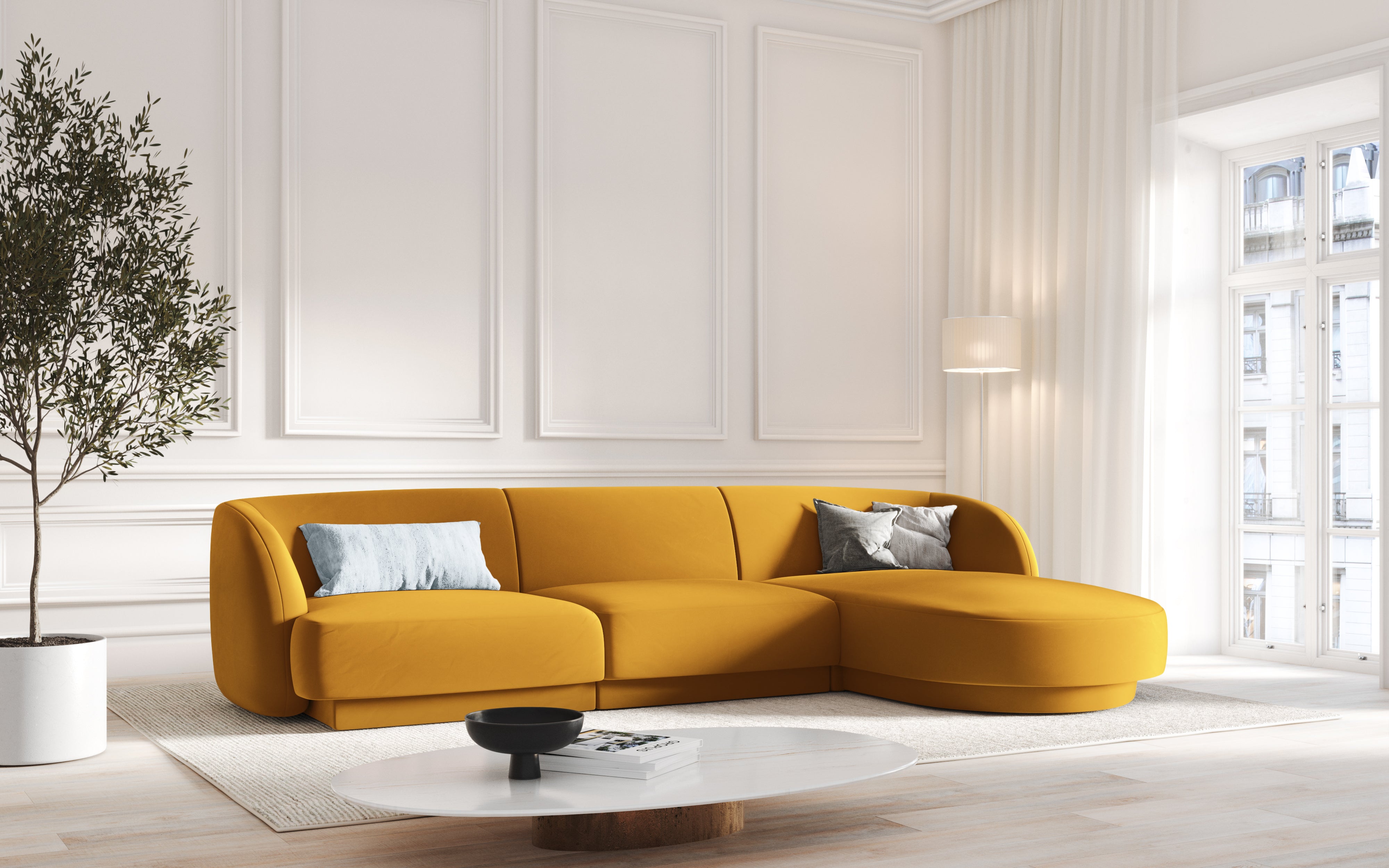 Sitzgarnitur Miley 255x165cm, Material: Samt