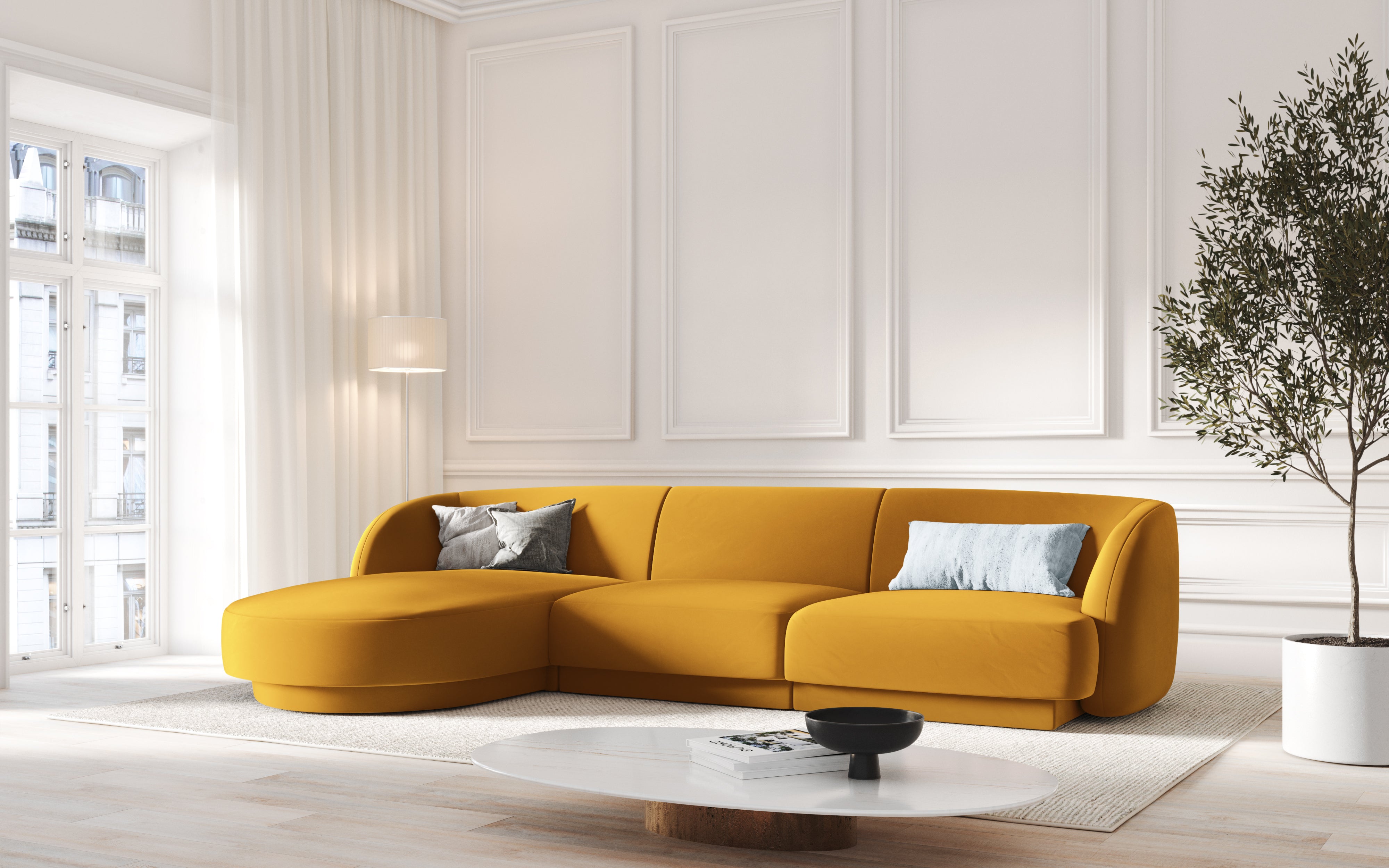 Sitzgarnitur Miley 255x165cm, Material: Samt