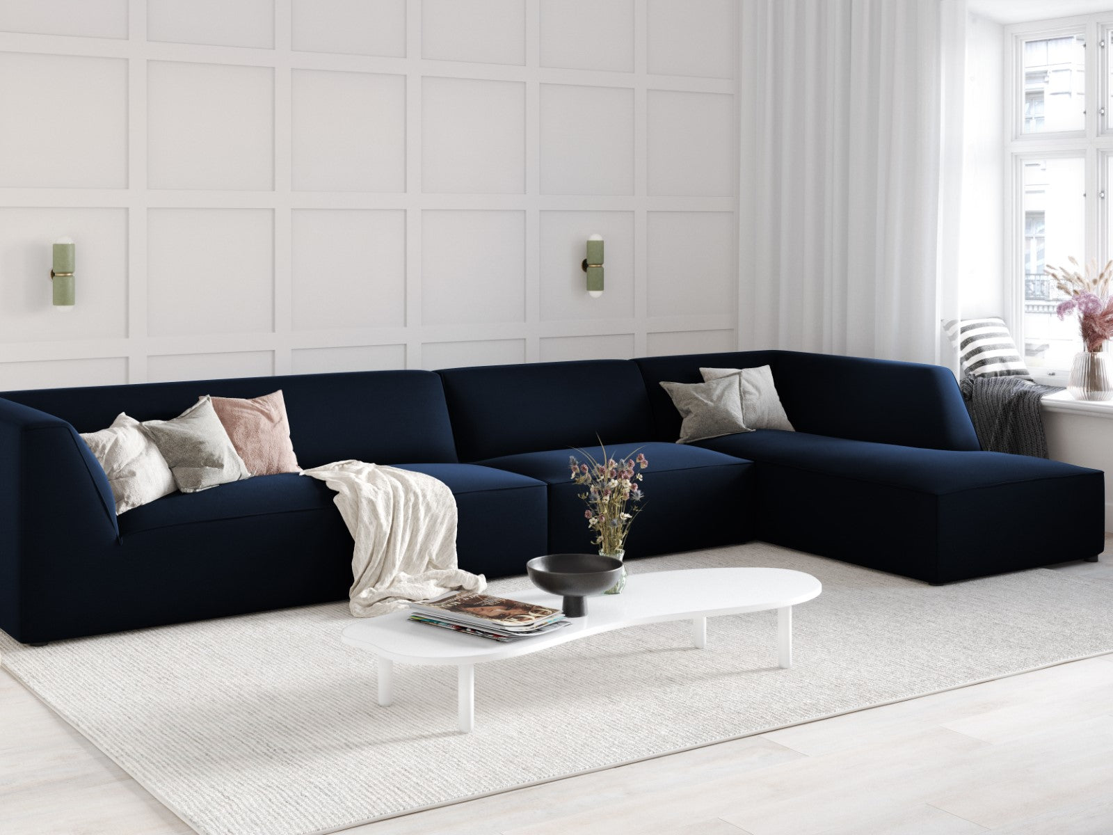 Ecksofa Ruby, 5 Sitze, 366x180cm, Material: Samt