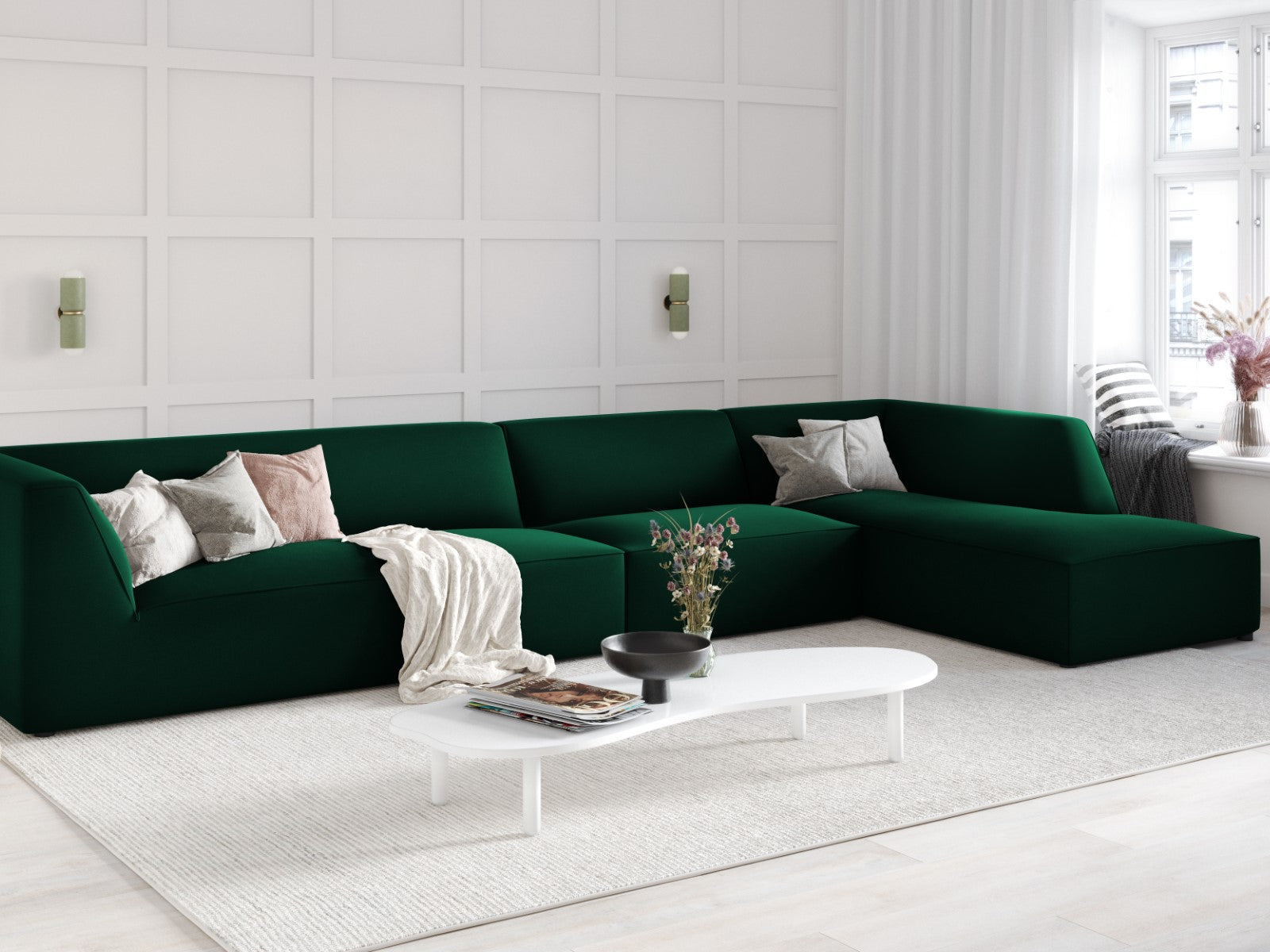 Ecksofa Ruby, 5 Sitze, 366x180cm, Material: Samt