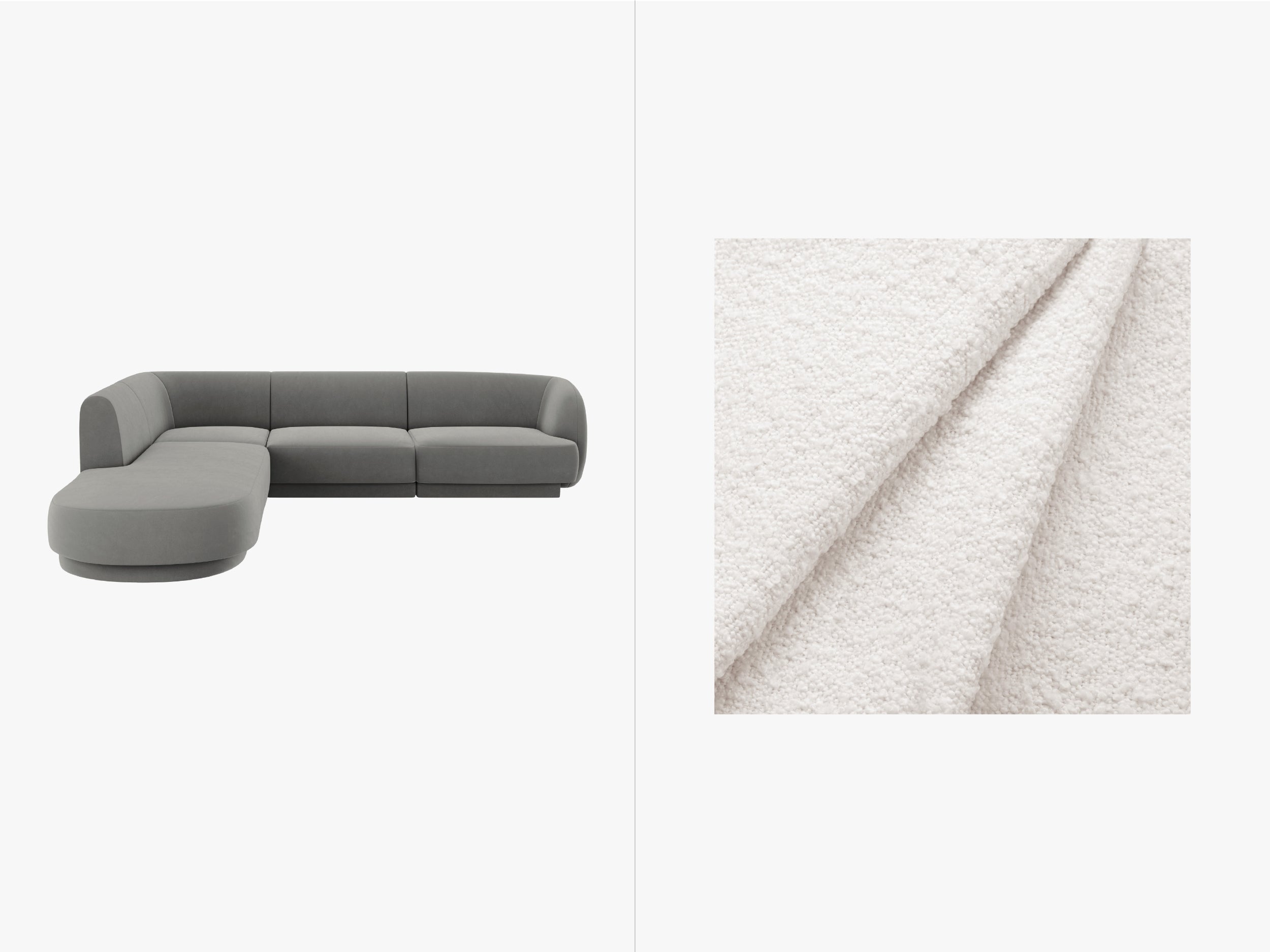 Sitzgarnitur Miley 255x248cm, Material: Bouclé