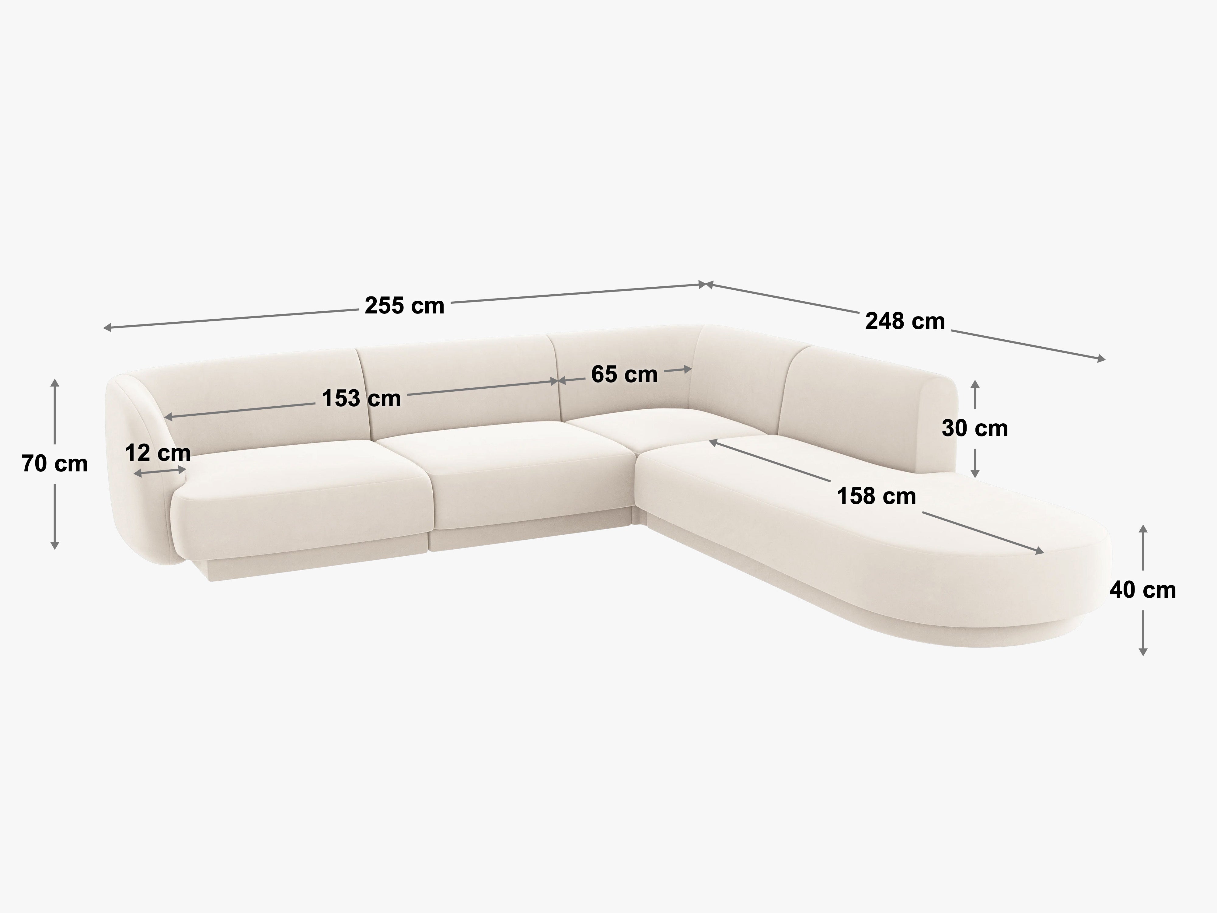 Sitzgarnitur Miley 255x248cm, Material: Bouclé