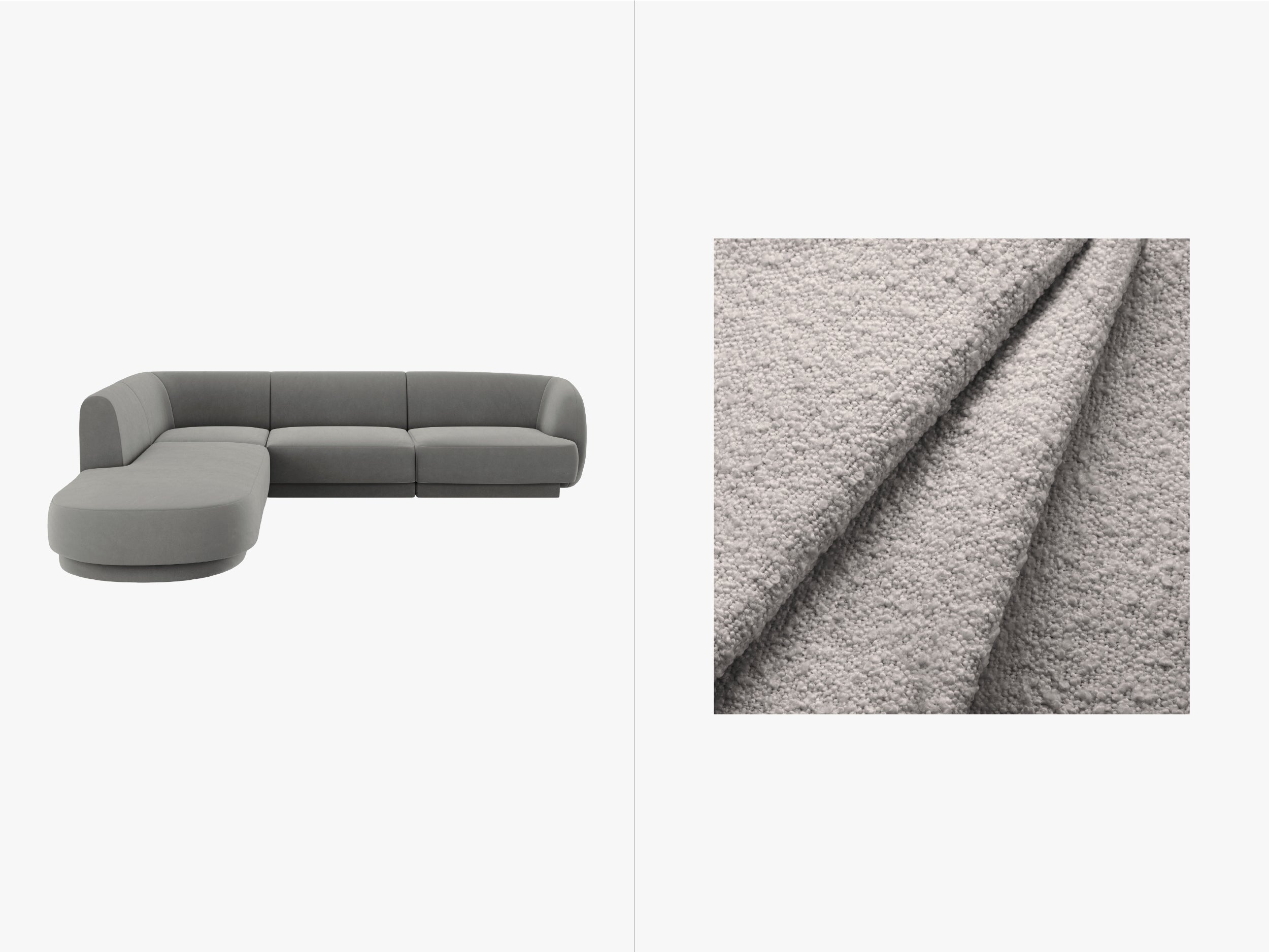 Sitzgarnitur Miley 255x248cm, Material: Bouclé