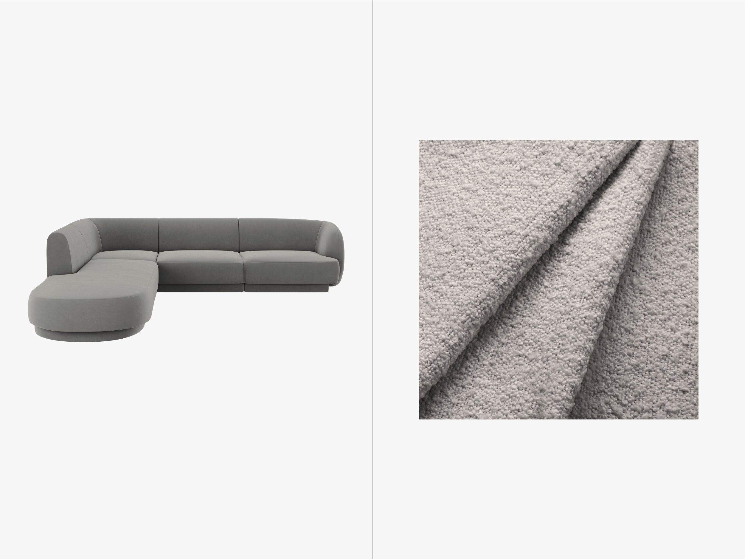 Sitzgarnitur Miley 255x248cm, Material: Bouclé