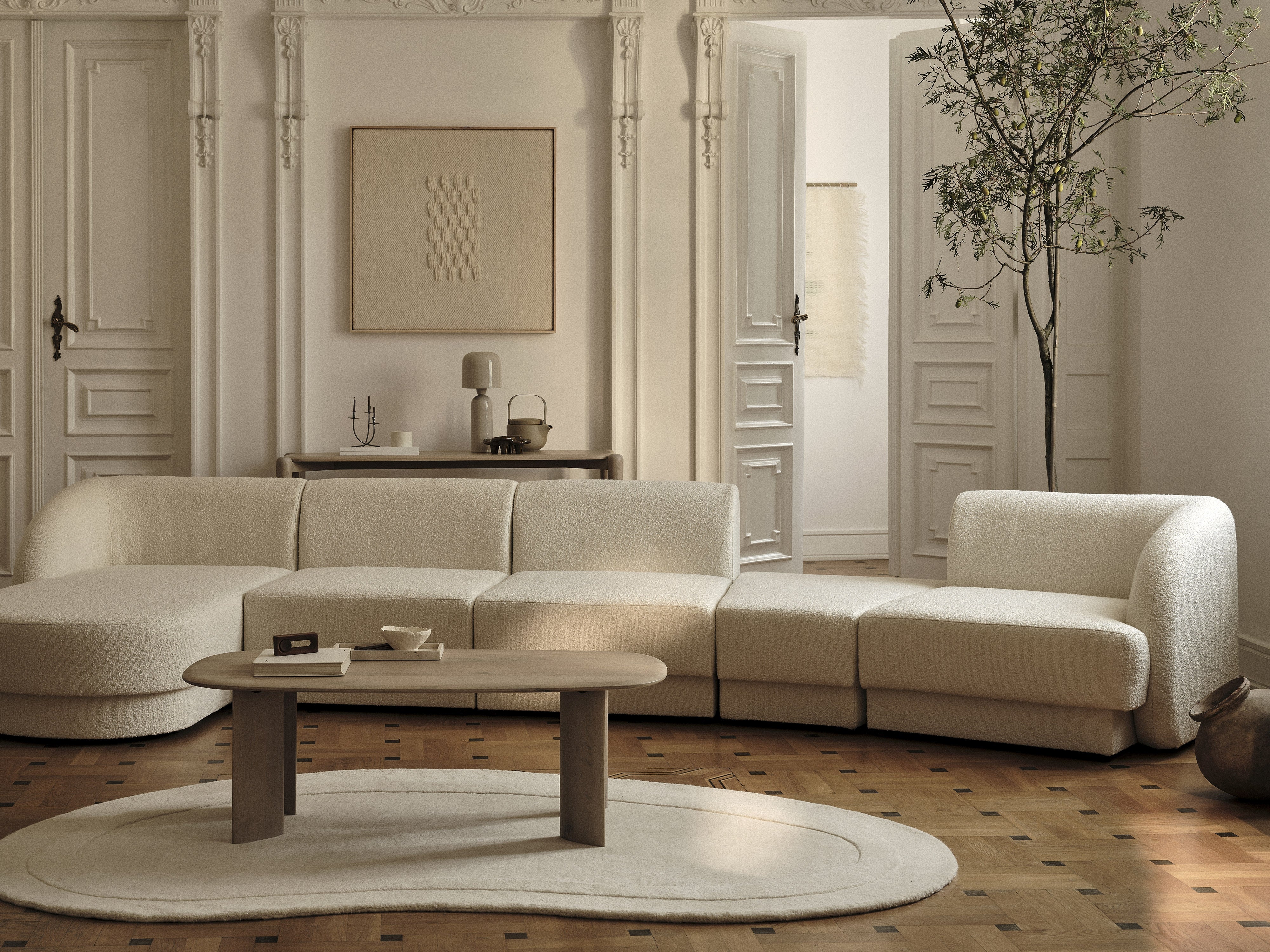 Sitzgarnitur Miley 303x126cm, Material: Bouclé