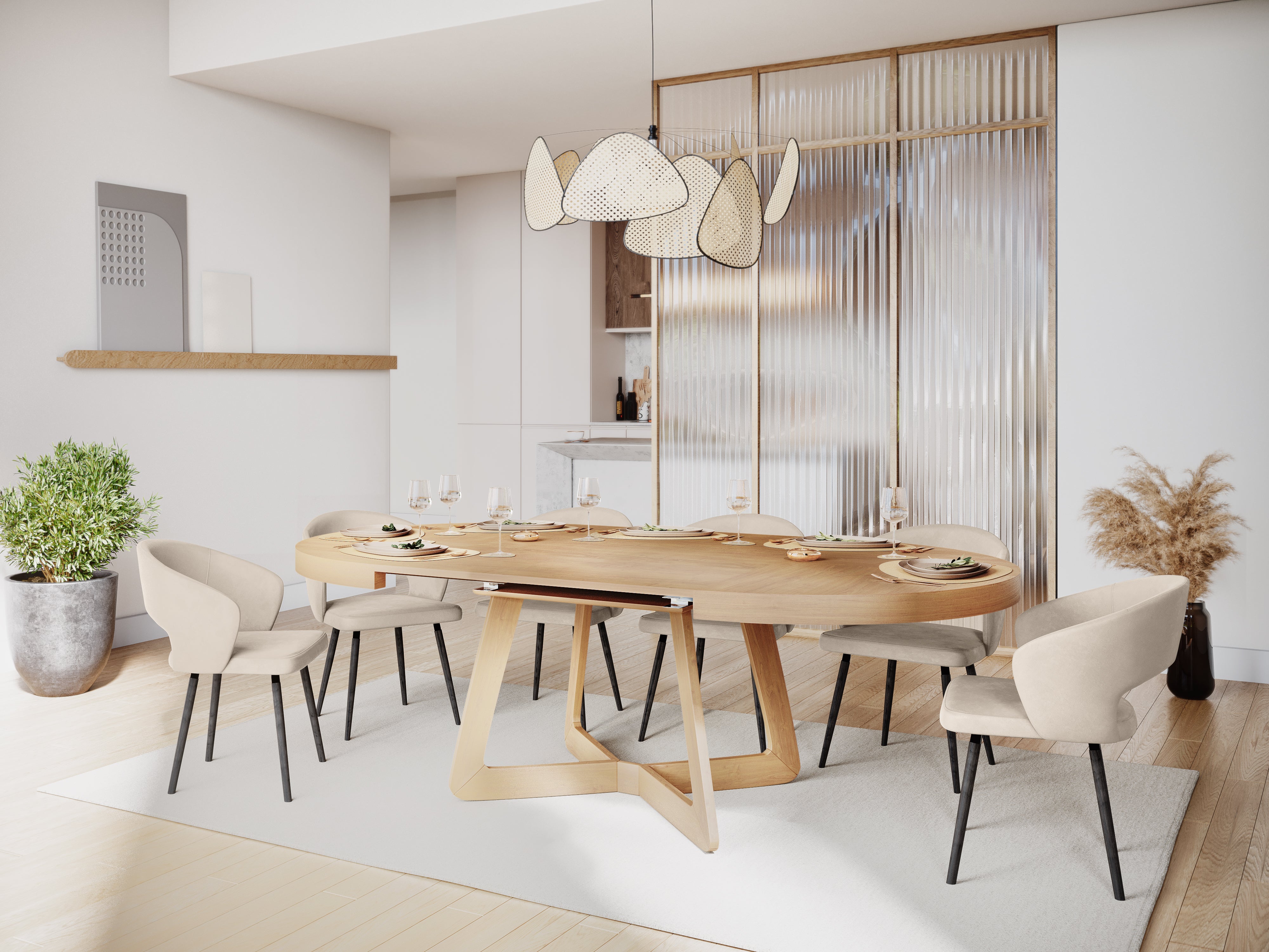 Ausziehbarer Esstisch Dustin 130/230x130cm, Material: Eiche 