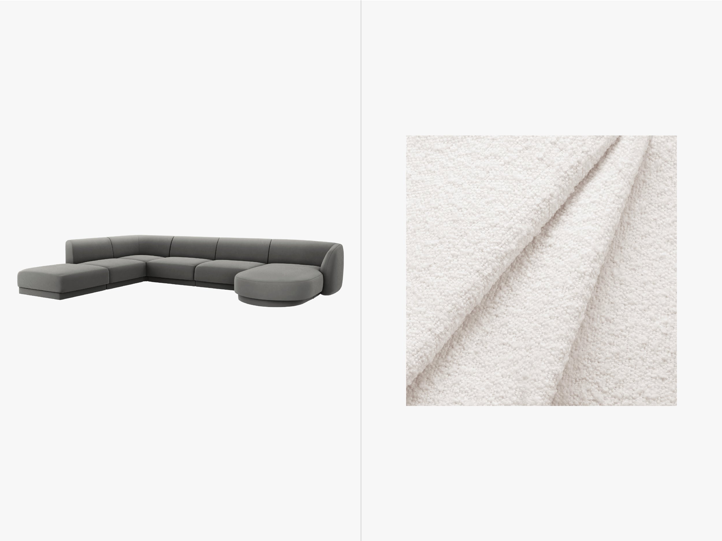 Sitzgarnitur Miley 330x255cm, Material: Bouclé