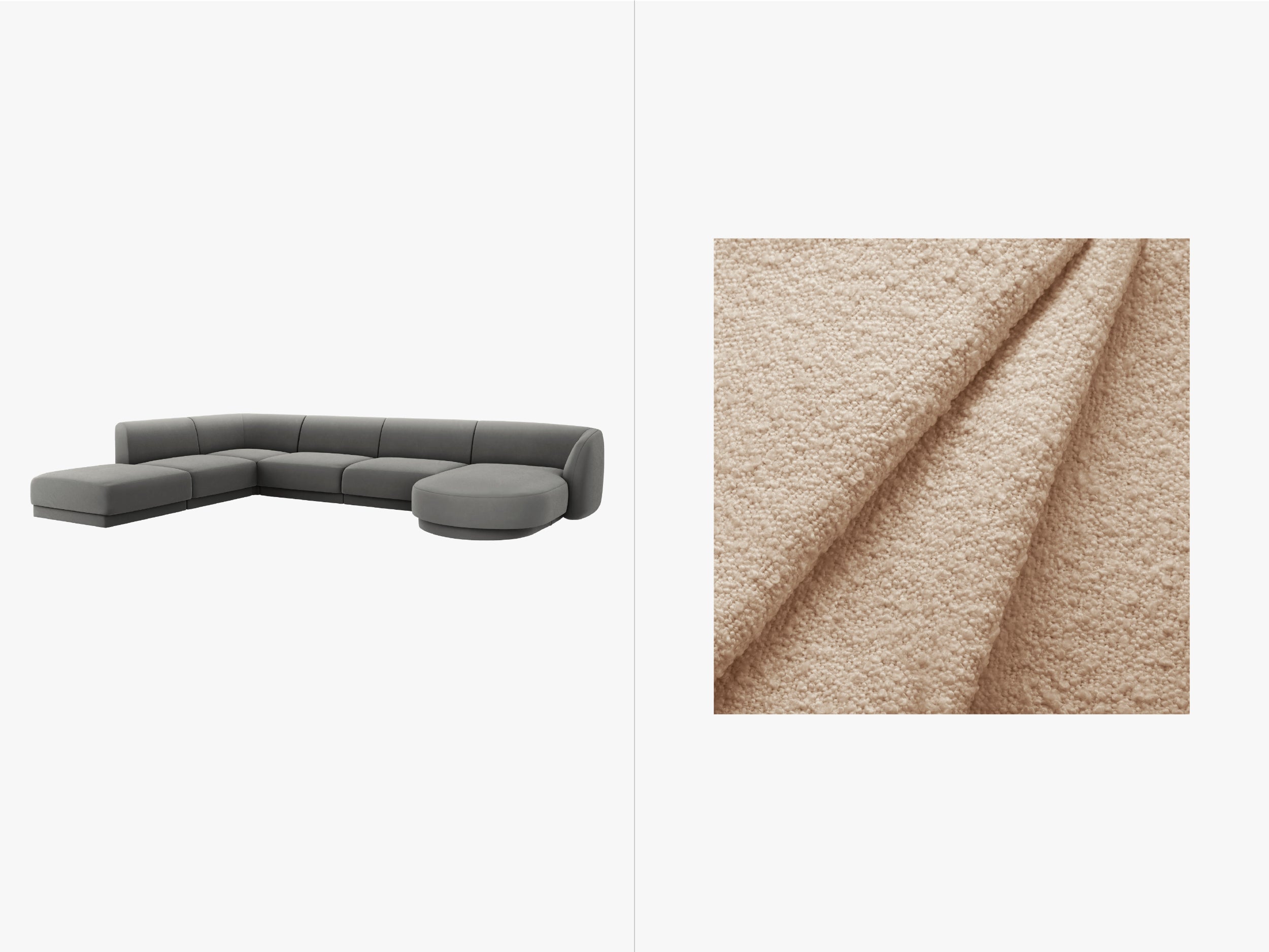 Sitzgarnitur Miley 330x255cm, Material: Bouclé