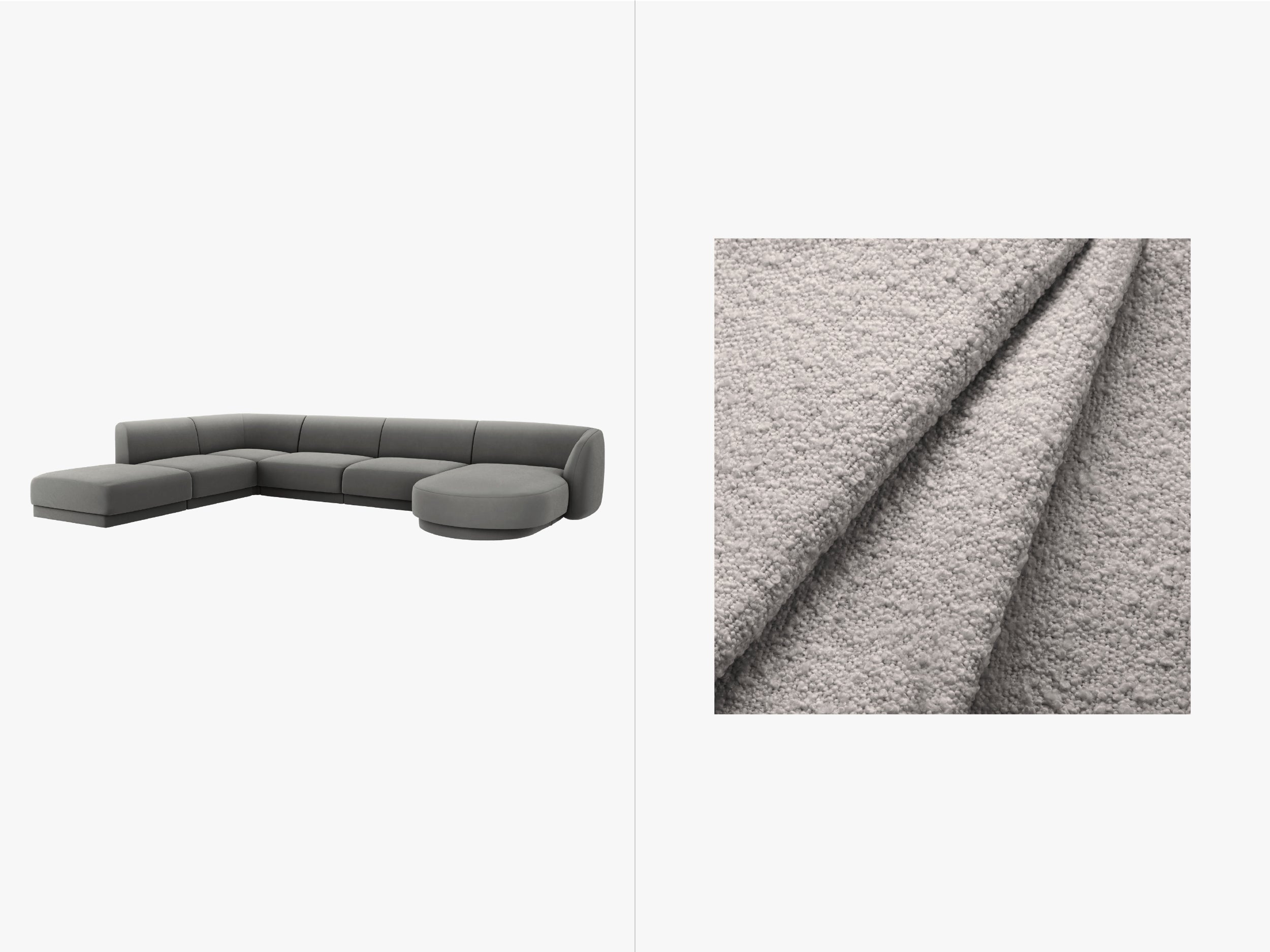 Sitzgarnitur Miley 330x255cm, Material: Bouclé