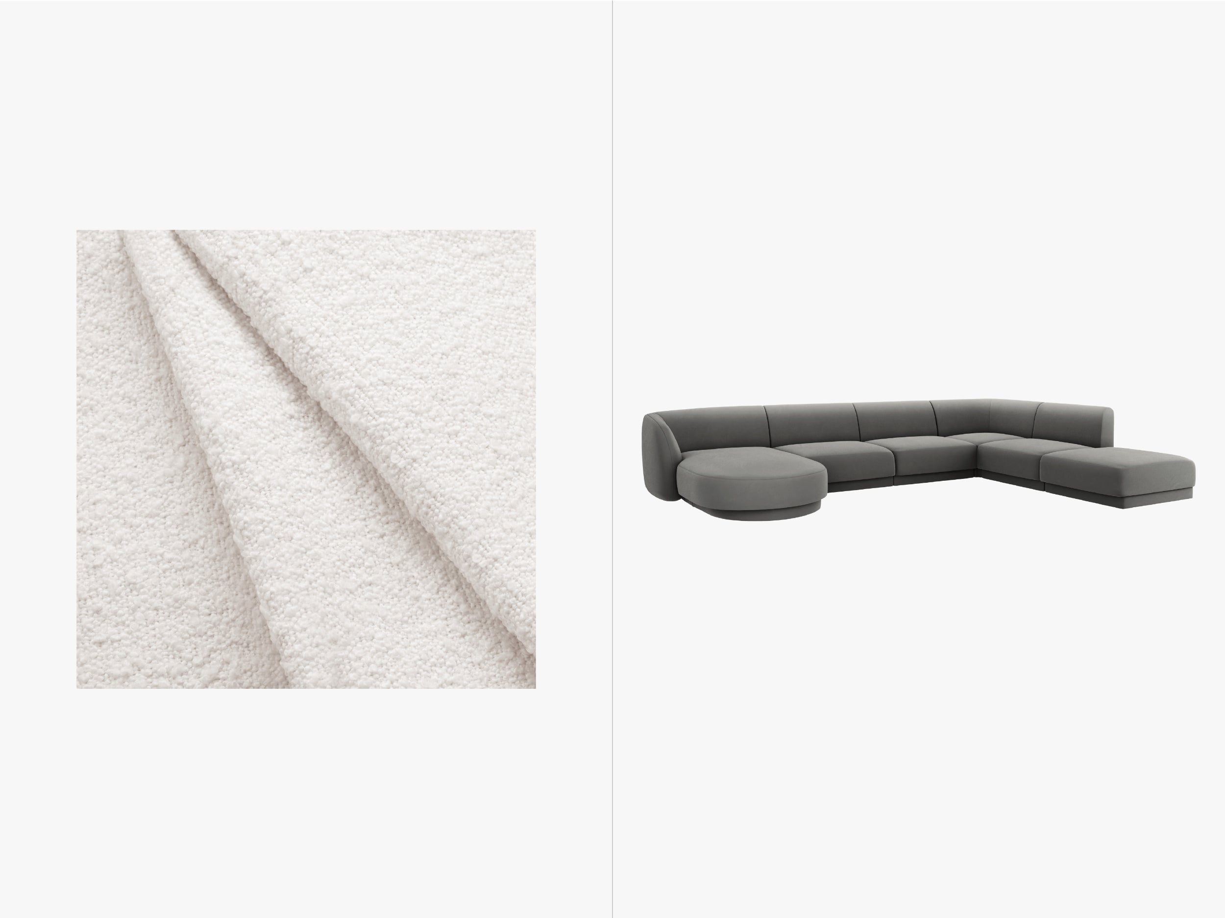 Sitzgarnitur Miley 330x255cm, Material: Bouclé