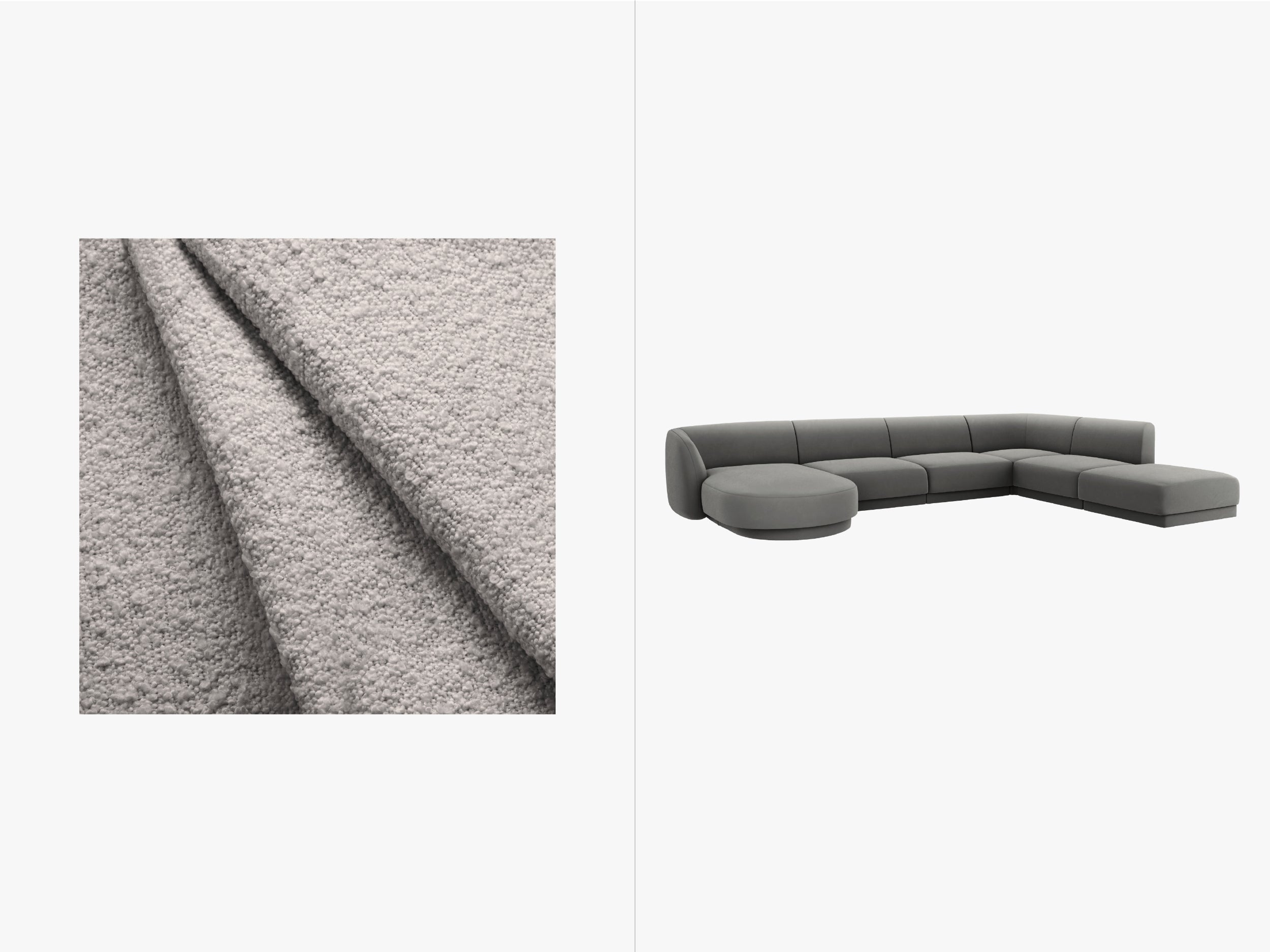 Sitzgarnitur Miley 330x255cm, Material: Bouclé